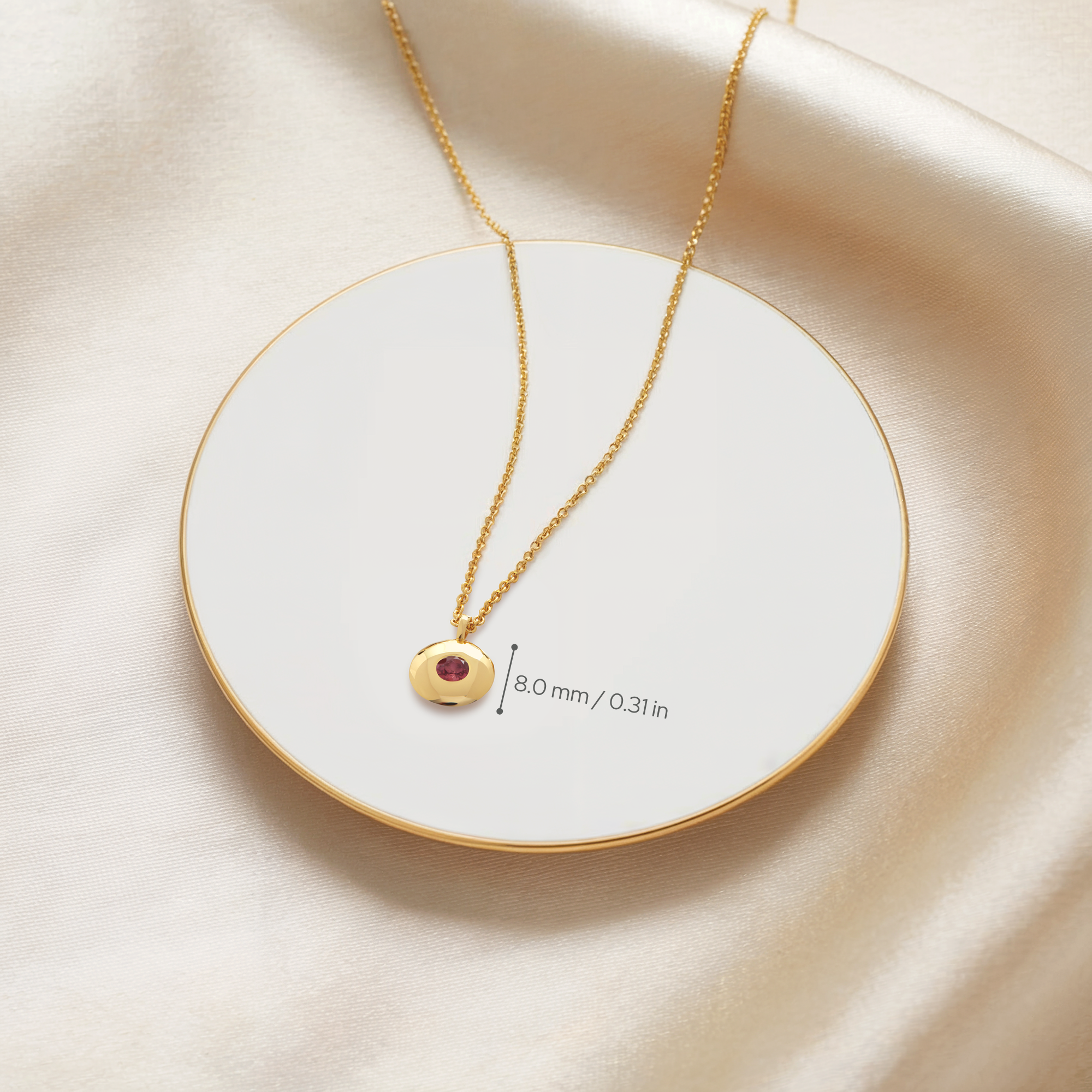 In-frame Birthstone Solitaire Custom Necklace 14K Gold