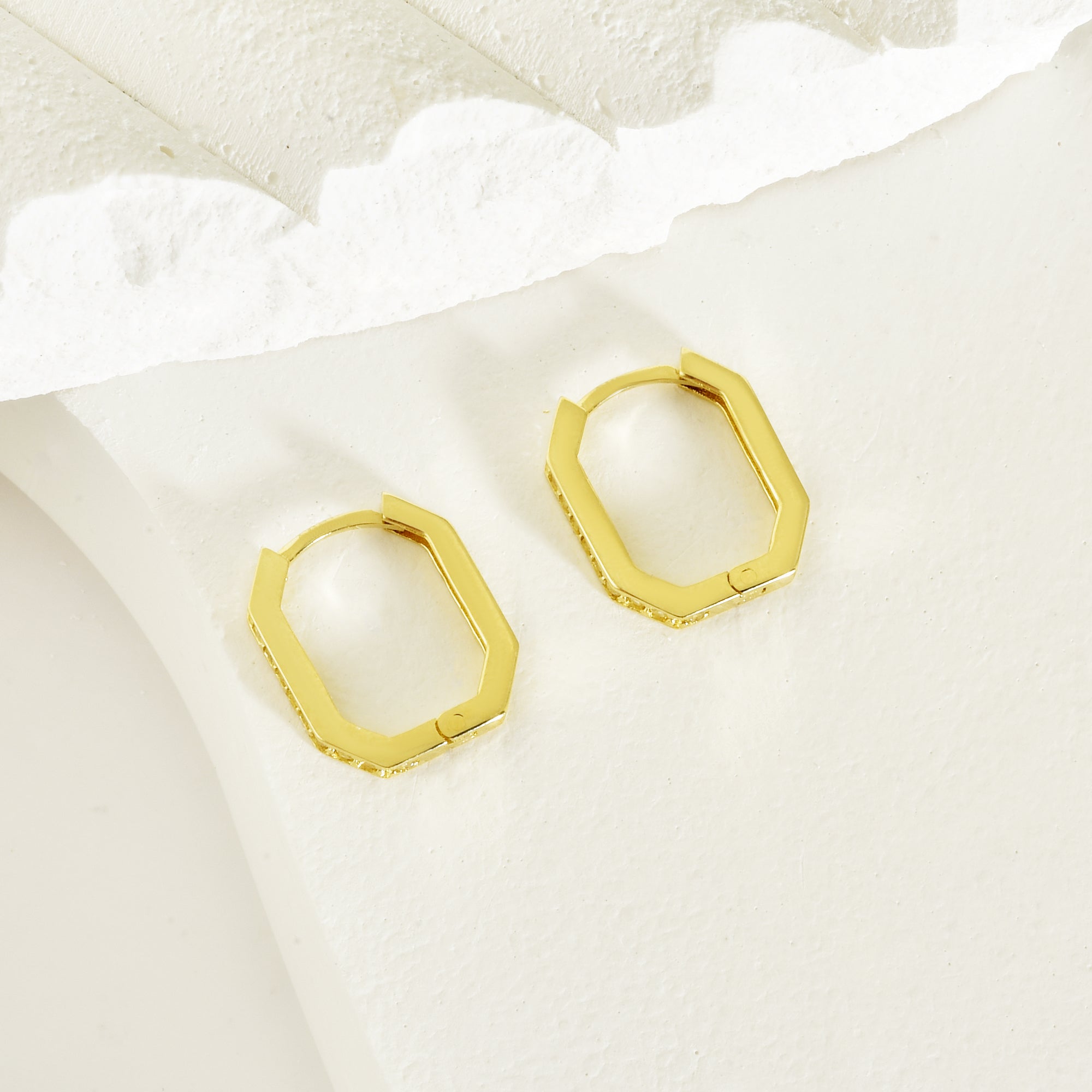 Infinity Angled Diamond Hoops Earrings 14K Gold