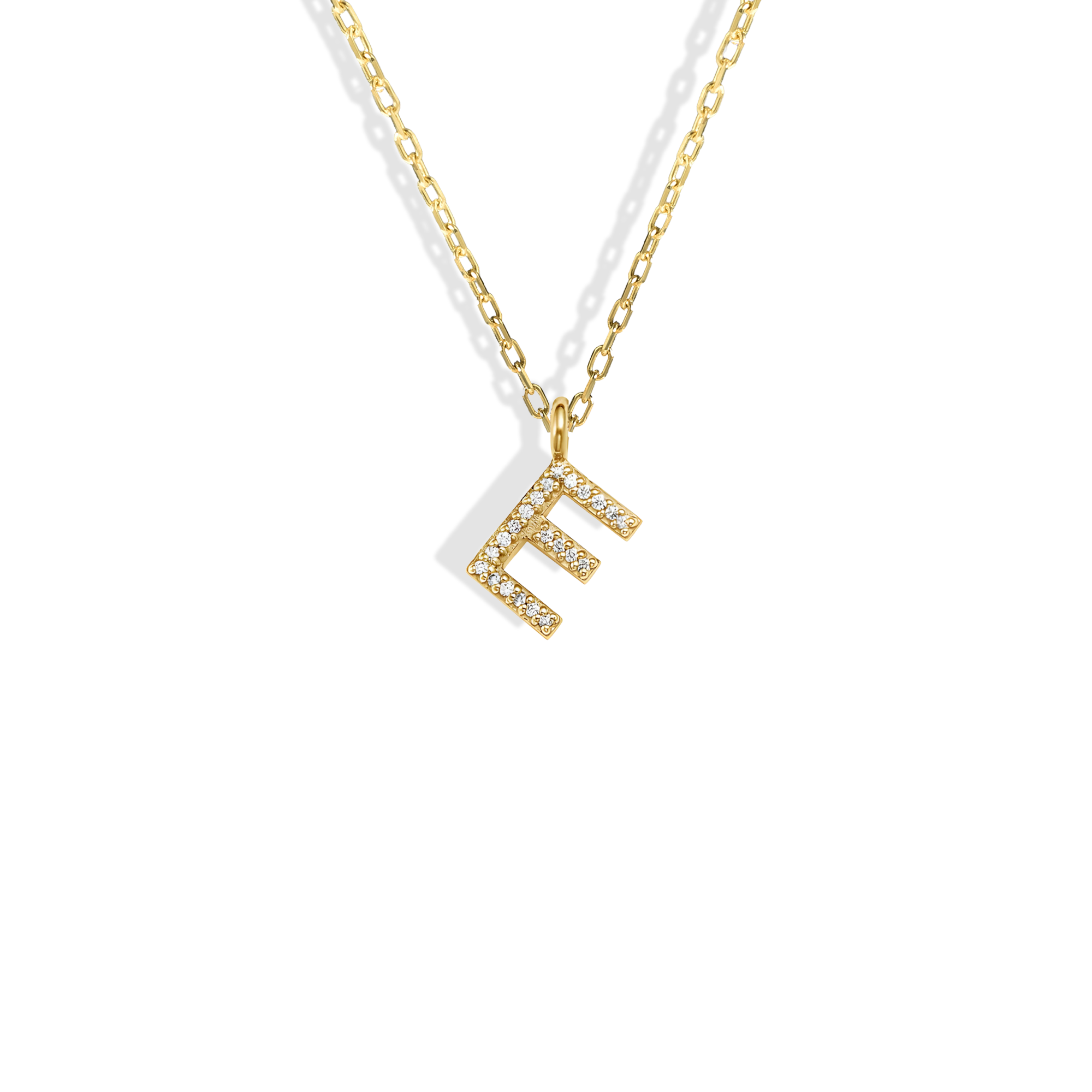 Initial Pendant Diamond Stone Necklace 14K Gold