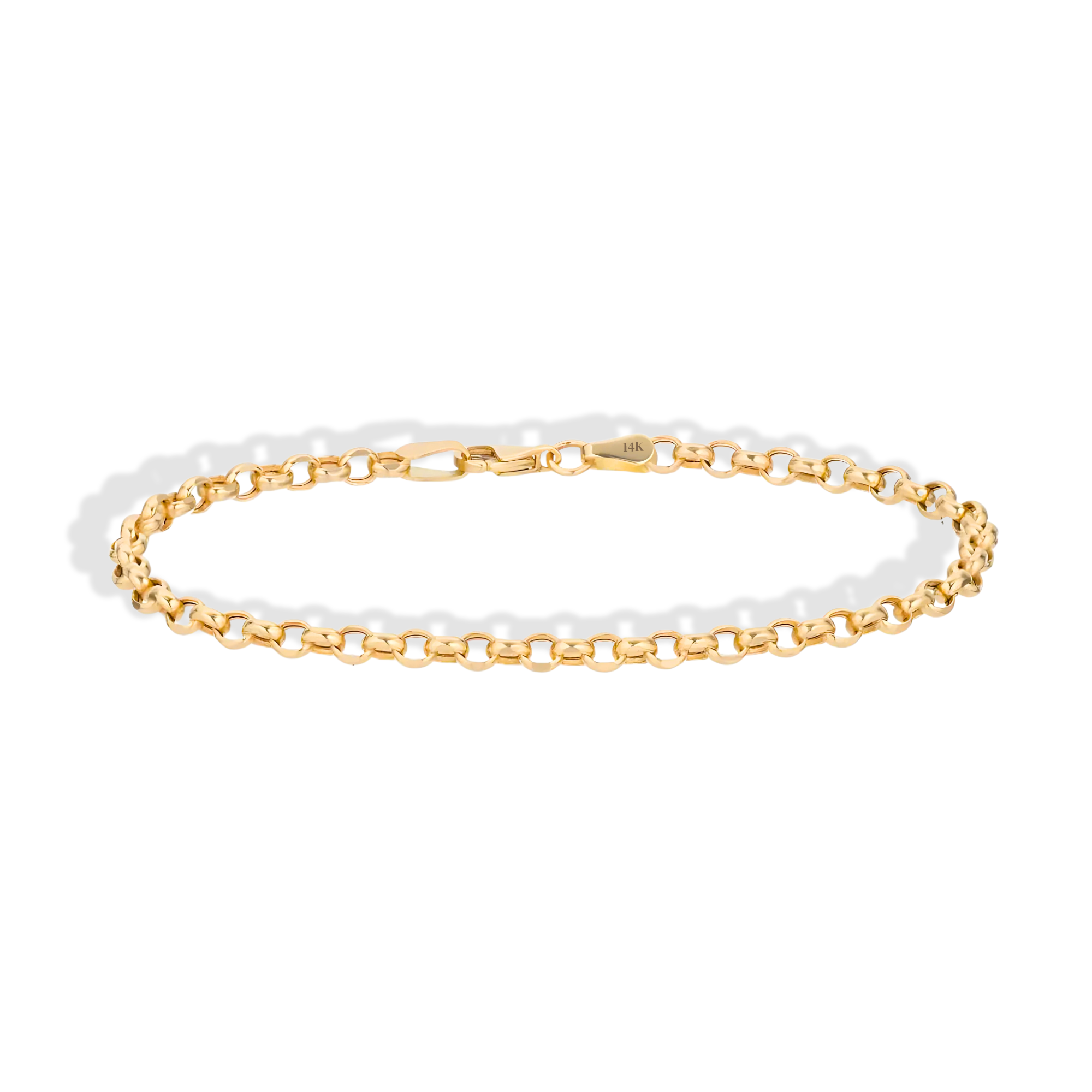 Interlocking Oval Rolo Chain Bracelet 14K Gold