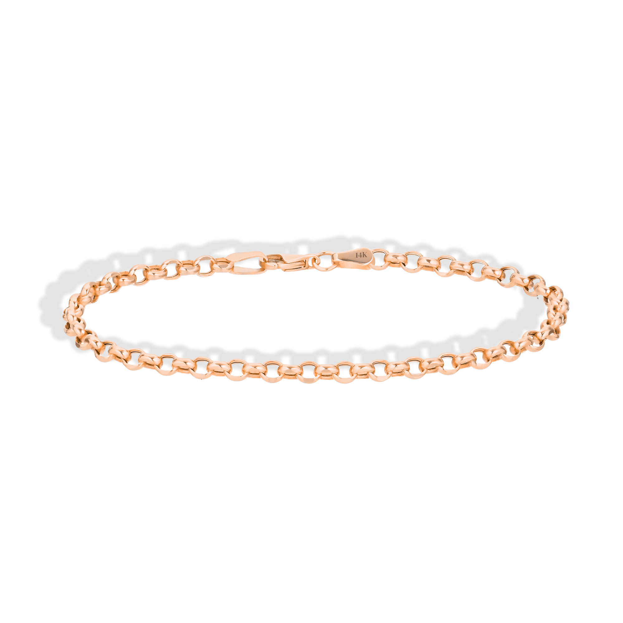Interlocking Oval Rolo Chain Bracelet 14K Gold