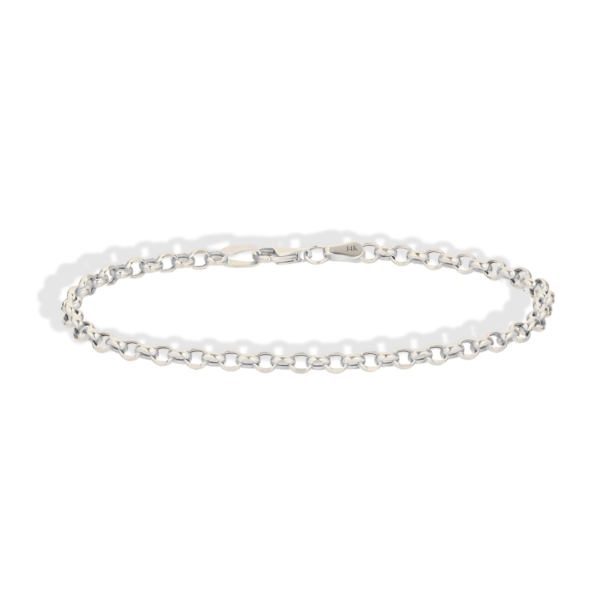 Interlocking Oval Rolo Chain Bracelet 14K Gold