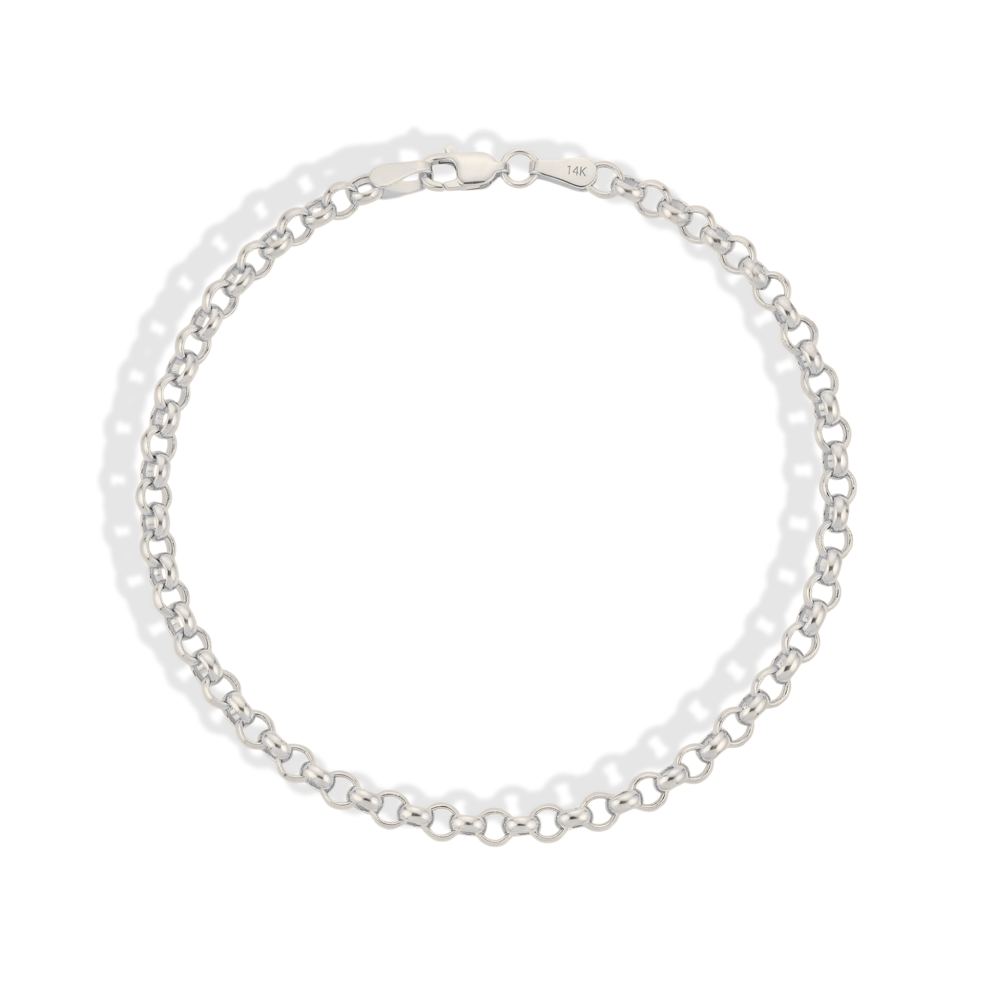 Interlocking Oval Rolo Chain Bracelet 14K Gold