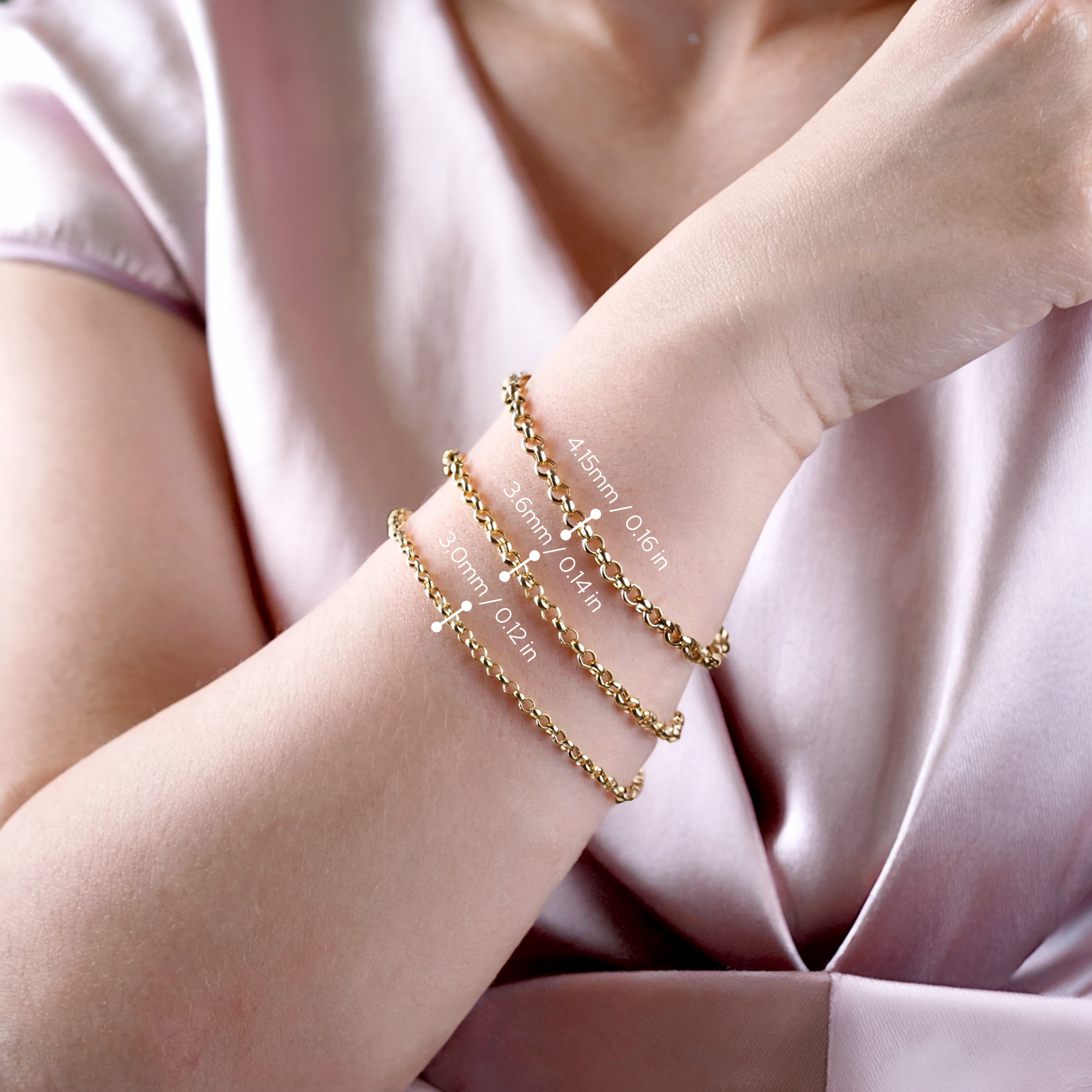 Interlocking Oval Rolo Chain Bracelet 14K Gold