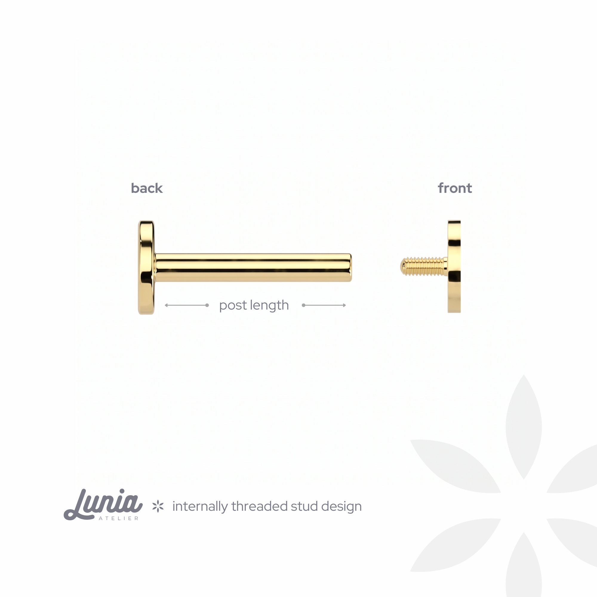 Africa Continent flatback ear piercing featuring internally threaded stud design