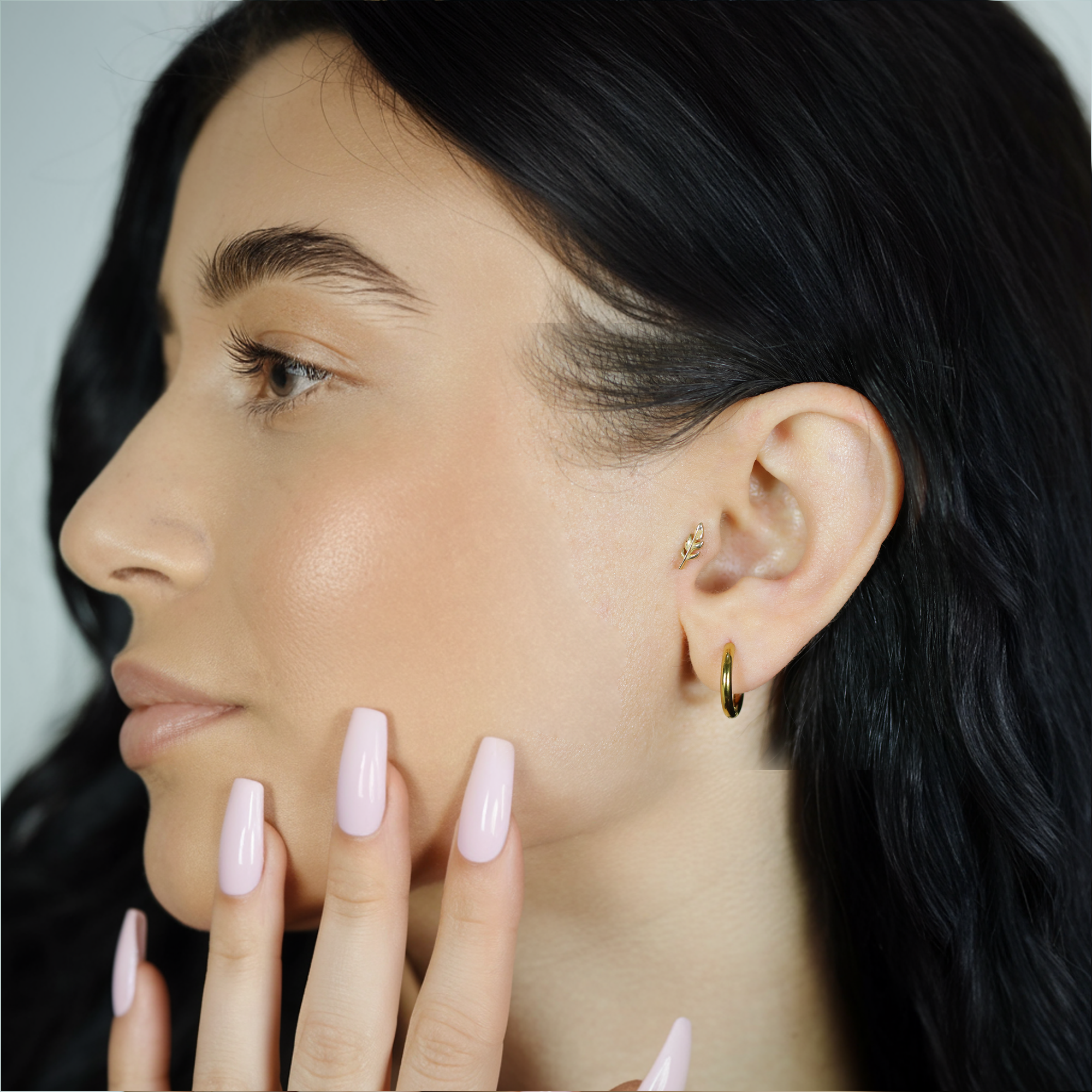 Golden Vine Flatback Ear Piercing 14K Gold