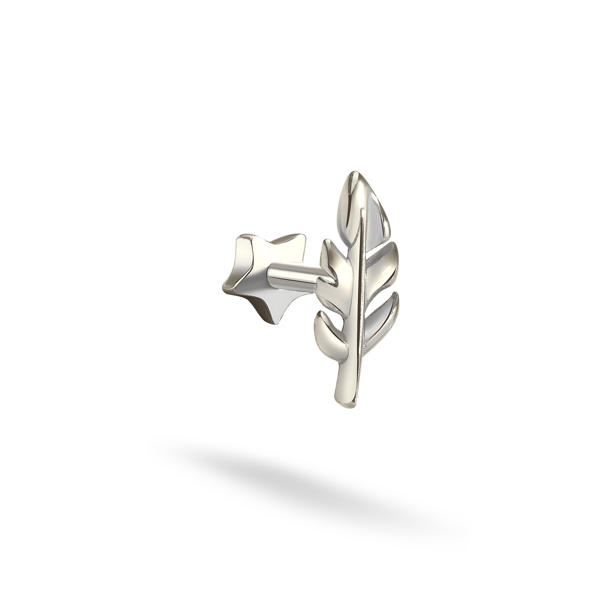 Leaf Branch Flatback Ear Piercing 14K Gold