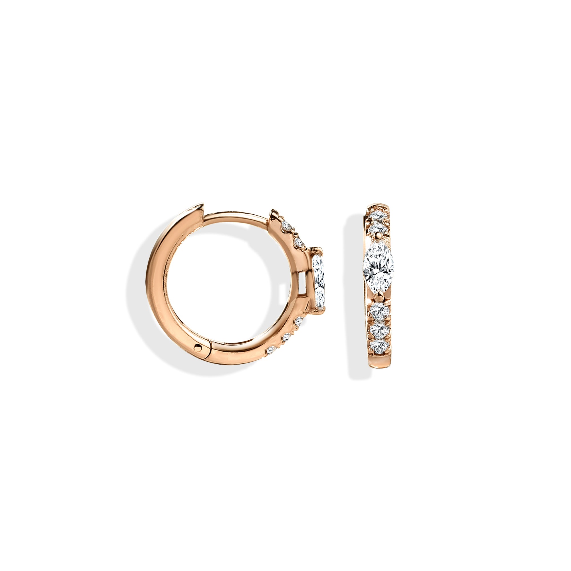 Light Strokes Diamond Hoops Earrings 14K Gold