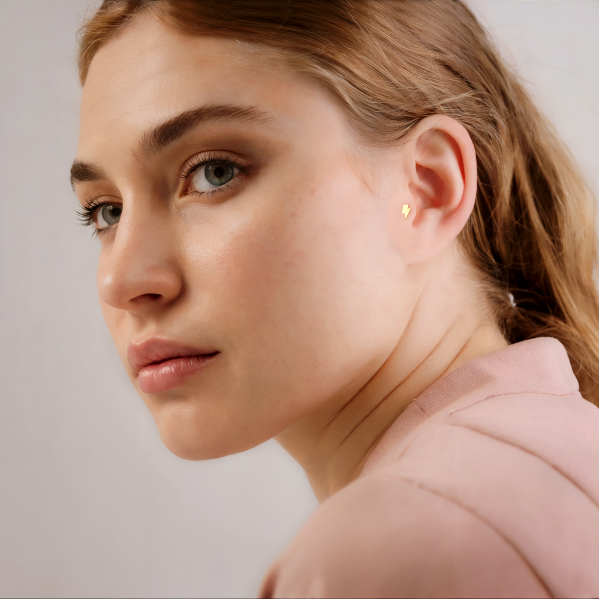 Lightning Bolt Flatback Ear Piercing 14K Gold