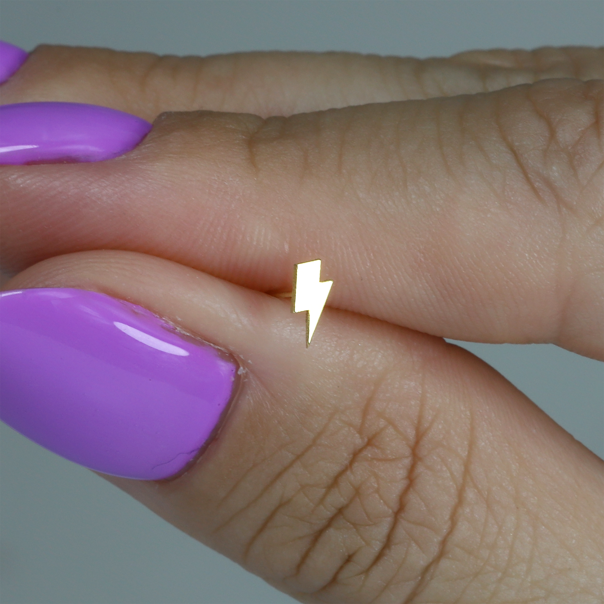 Lightning Bolt Flatback Ear Piercing 14K Gold