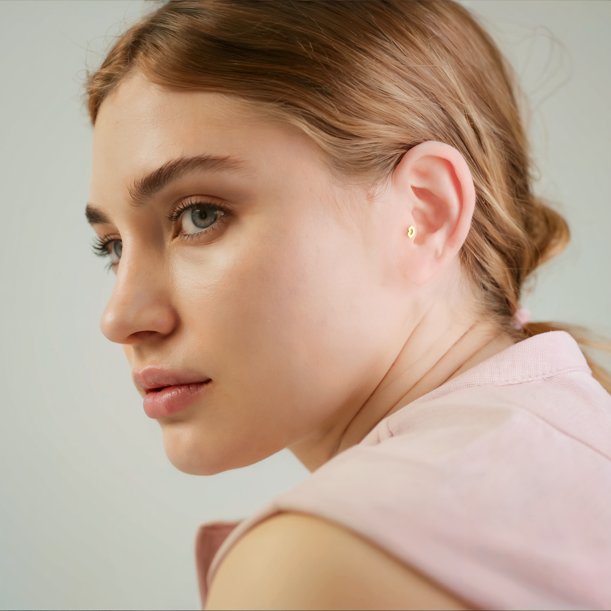 Lips Flatback Ear Piercing 14K Gold