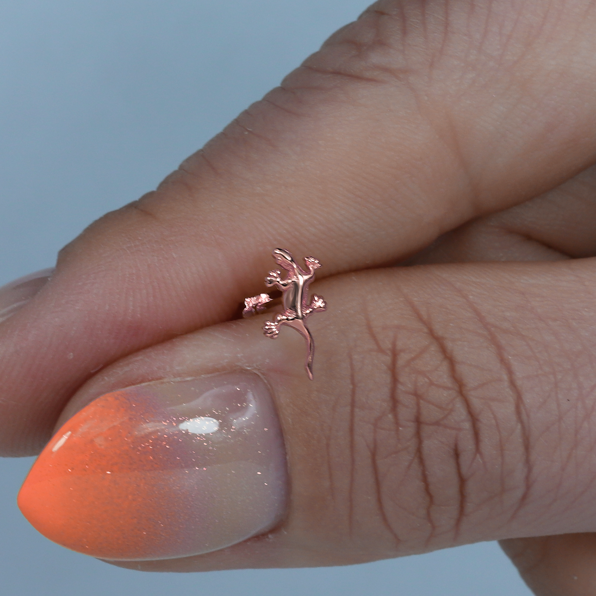 Lizard Flatback Ear Piercing 14K Gold