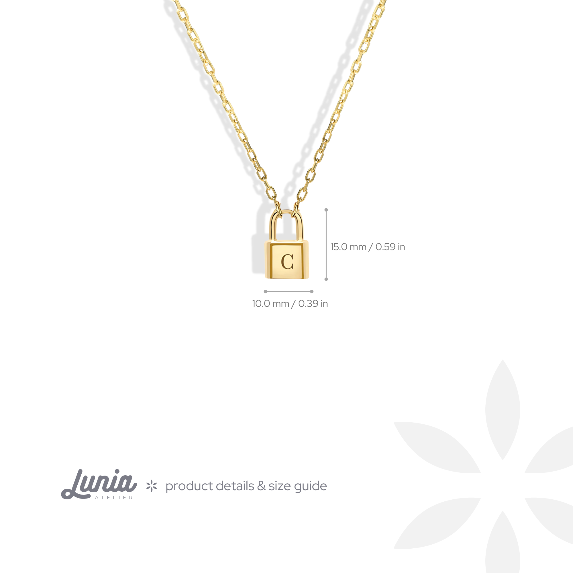 Lock Initial Custom Necklace 14K Gold