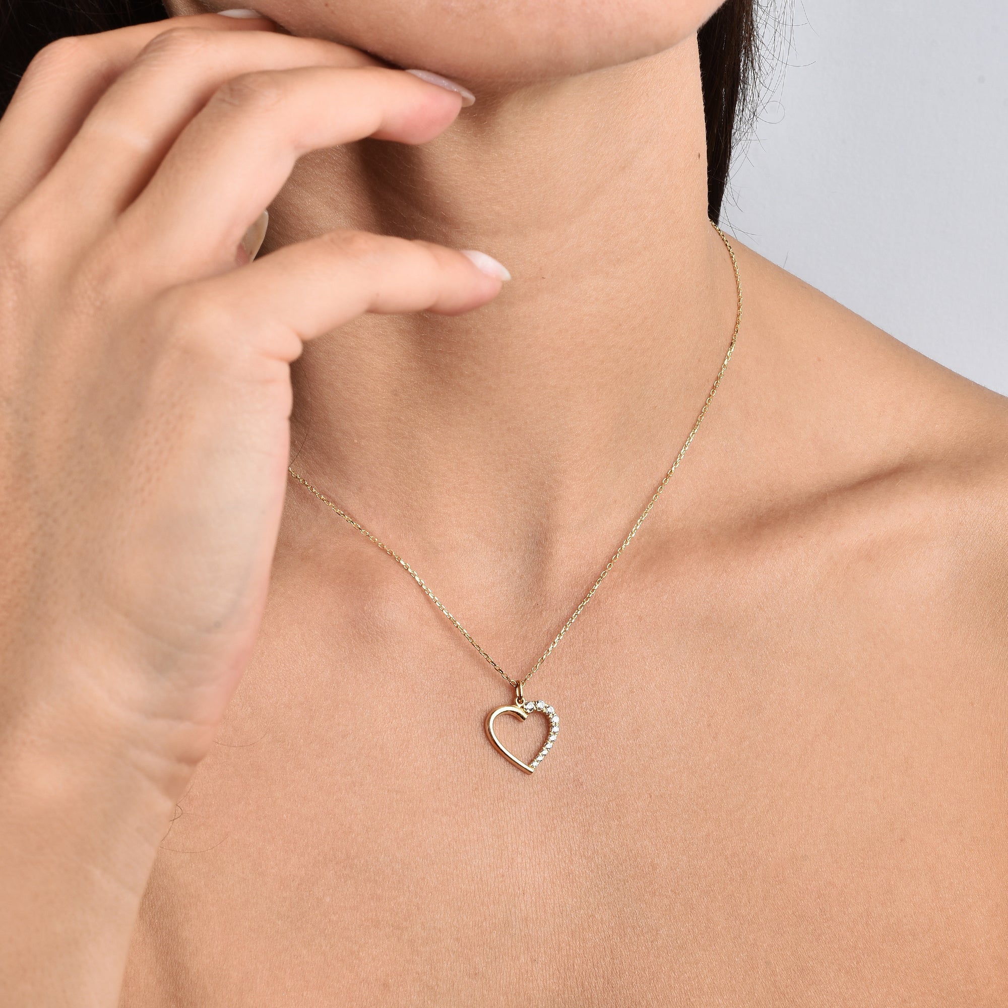 Amour Heart Diamond Necklace 14K Gold