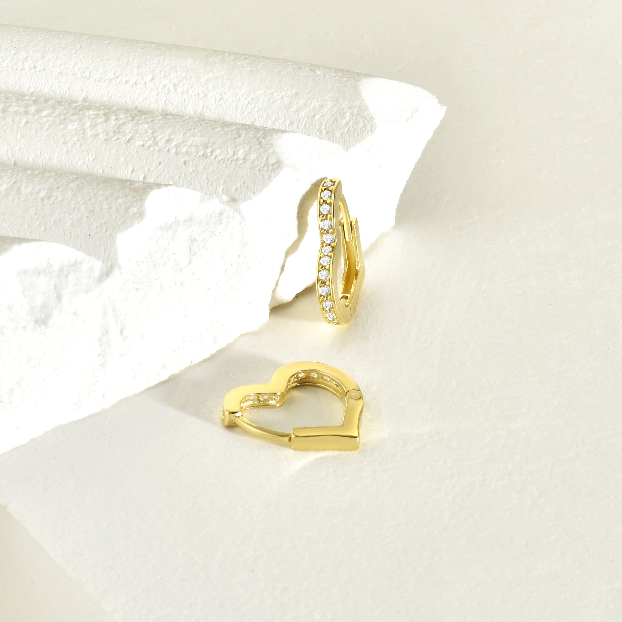 Love Huggie Diamond Hoops Earrings 14K Gold