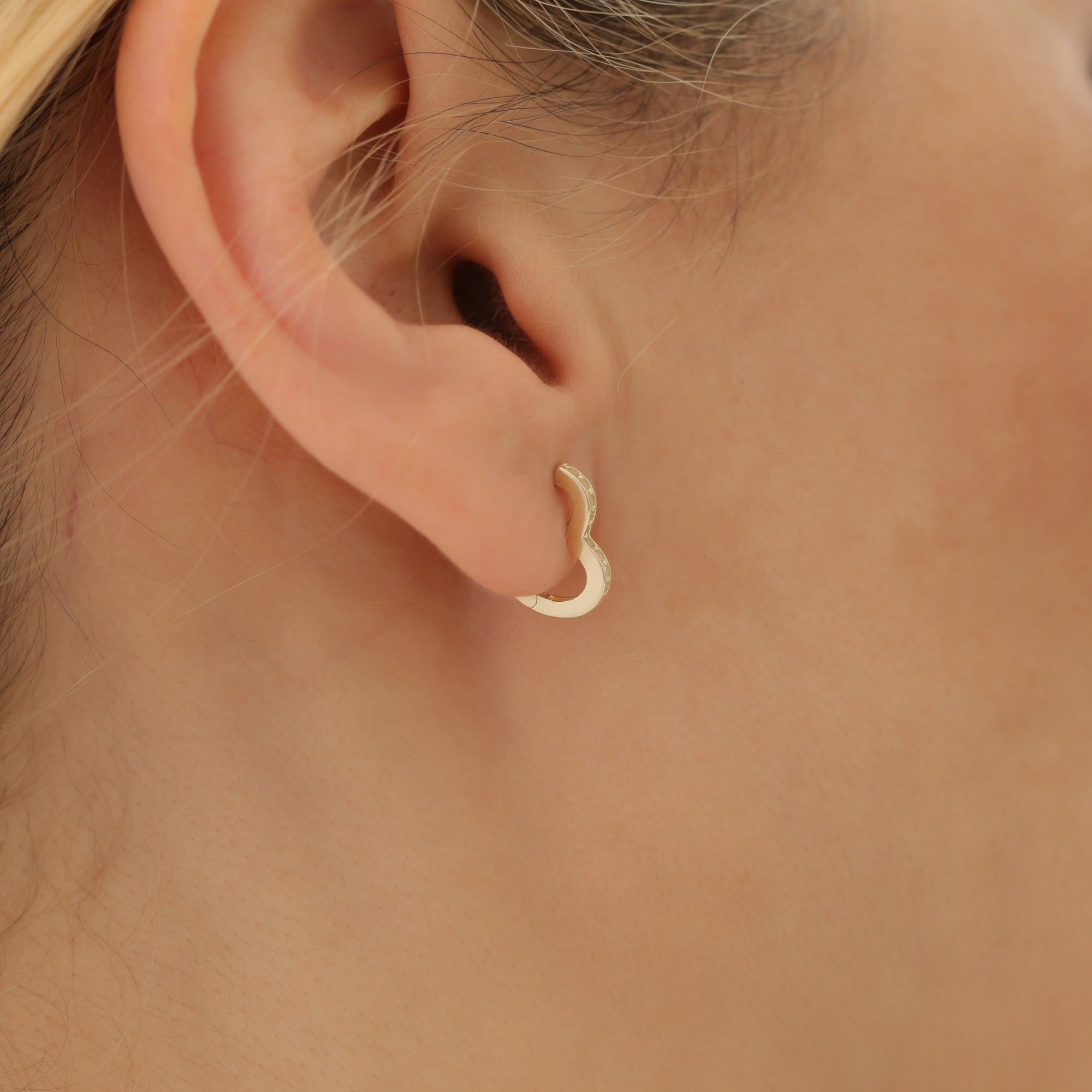 Love Huggie Diamond Hoops Earrings 14K Gold