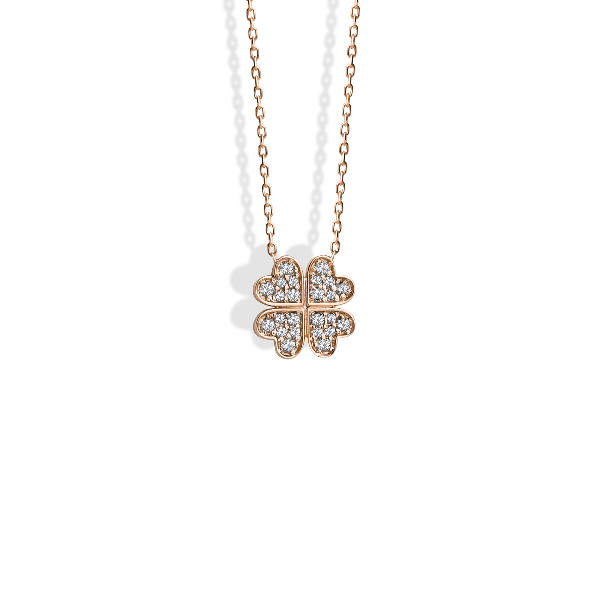 Lucky Clover with Stones Diamond Necklace 14K Gold / Silver