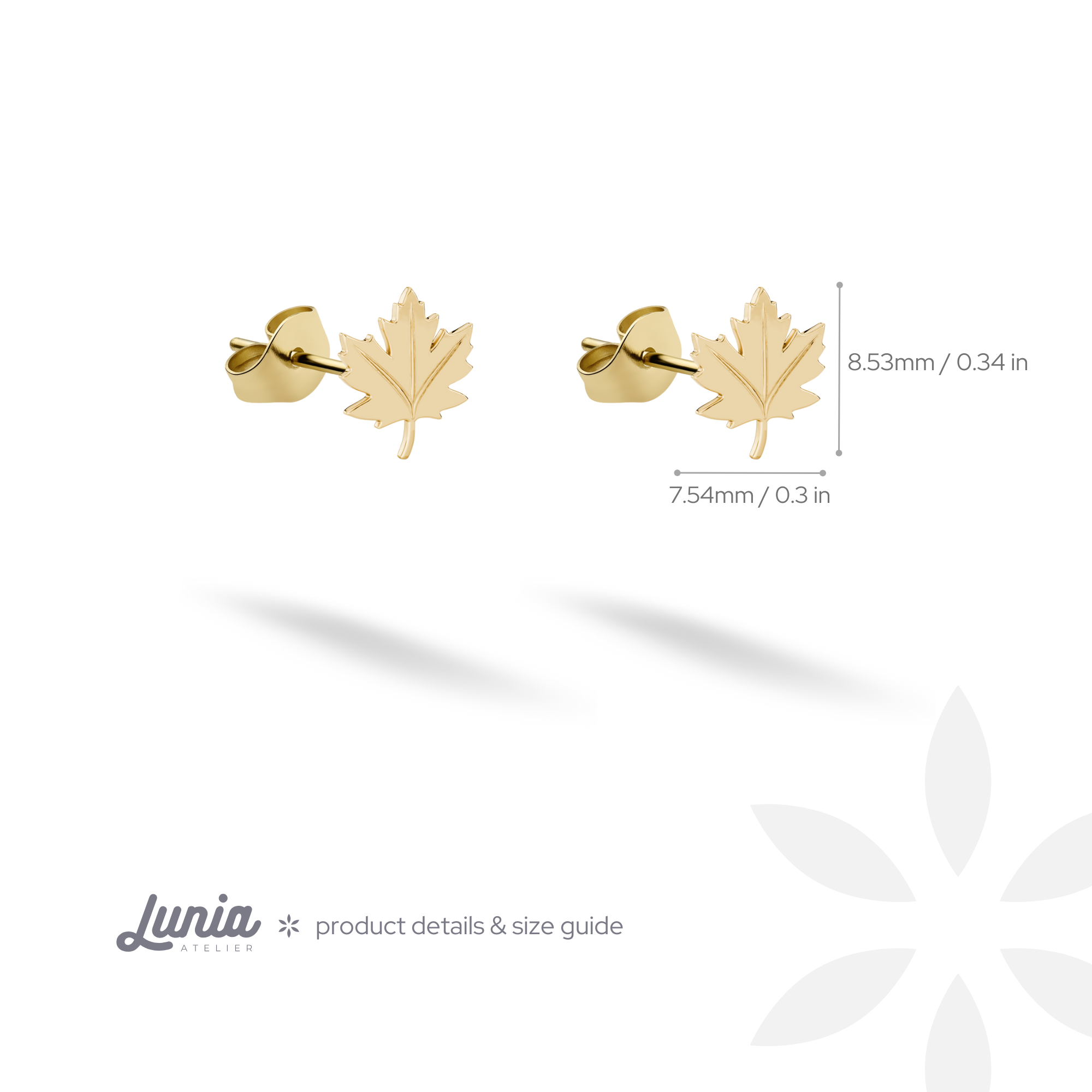 Maple Leaf Stud Earrings 14K Gold / Silver