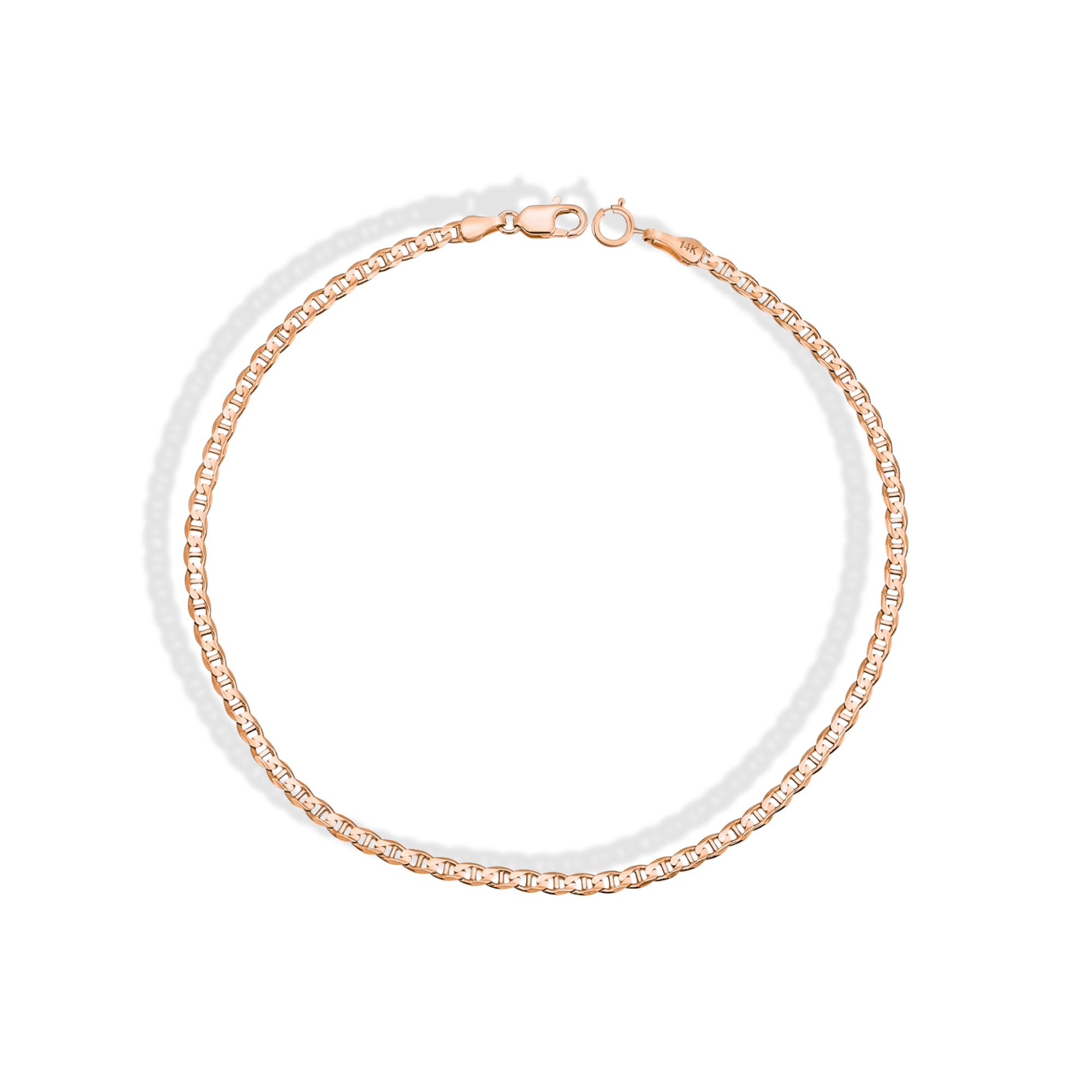 Marine Flat Oval Chain Bracelet 14K Gold