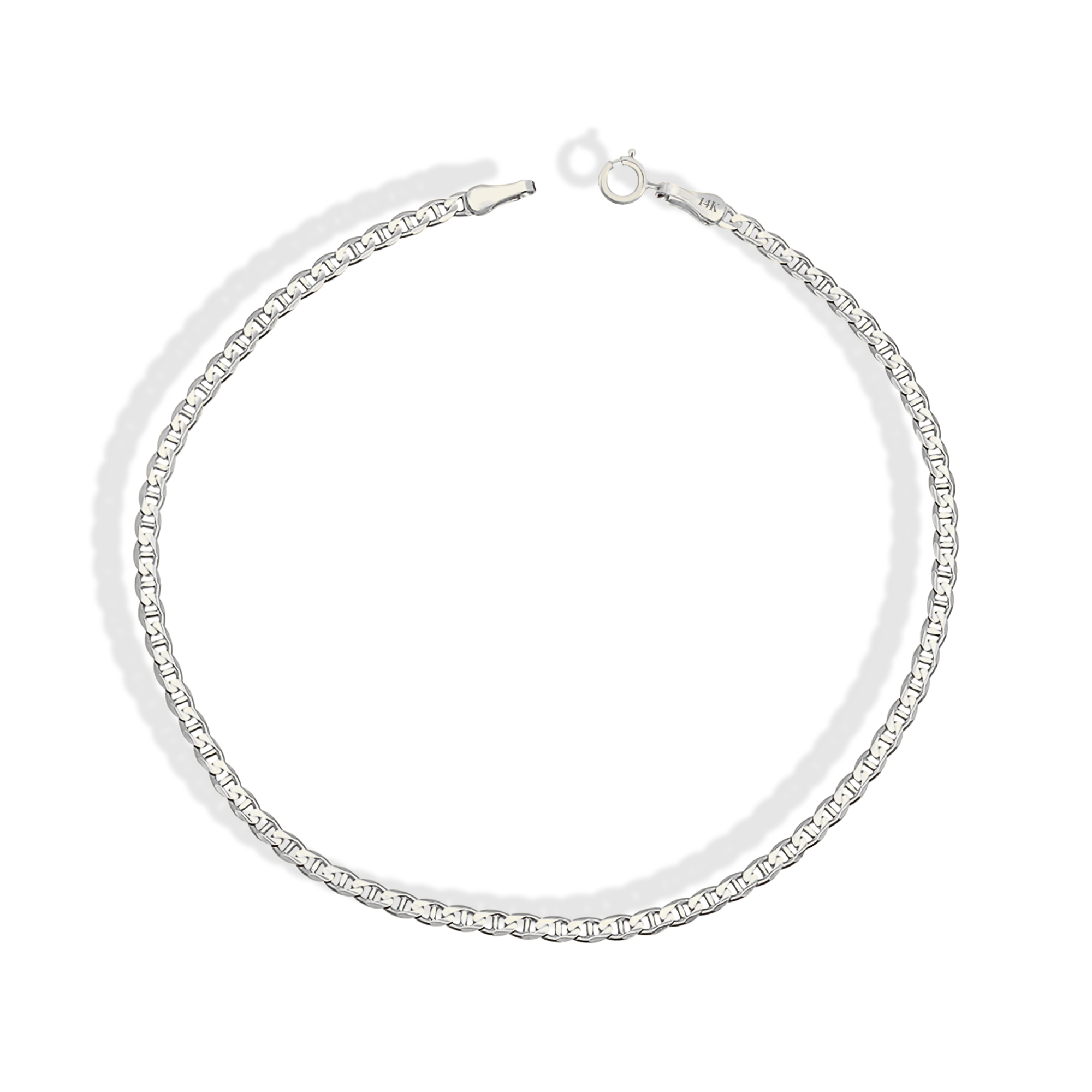 Marine Flat Oval Chain Bracelet 14K Gold