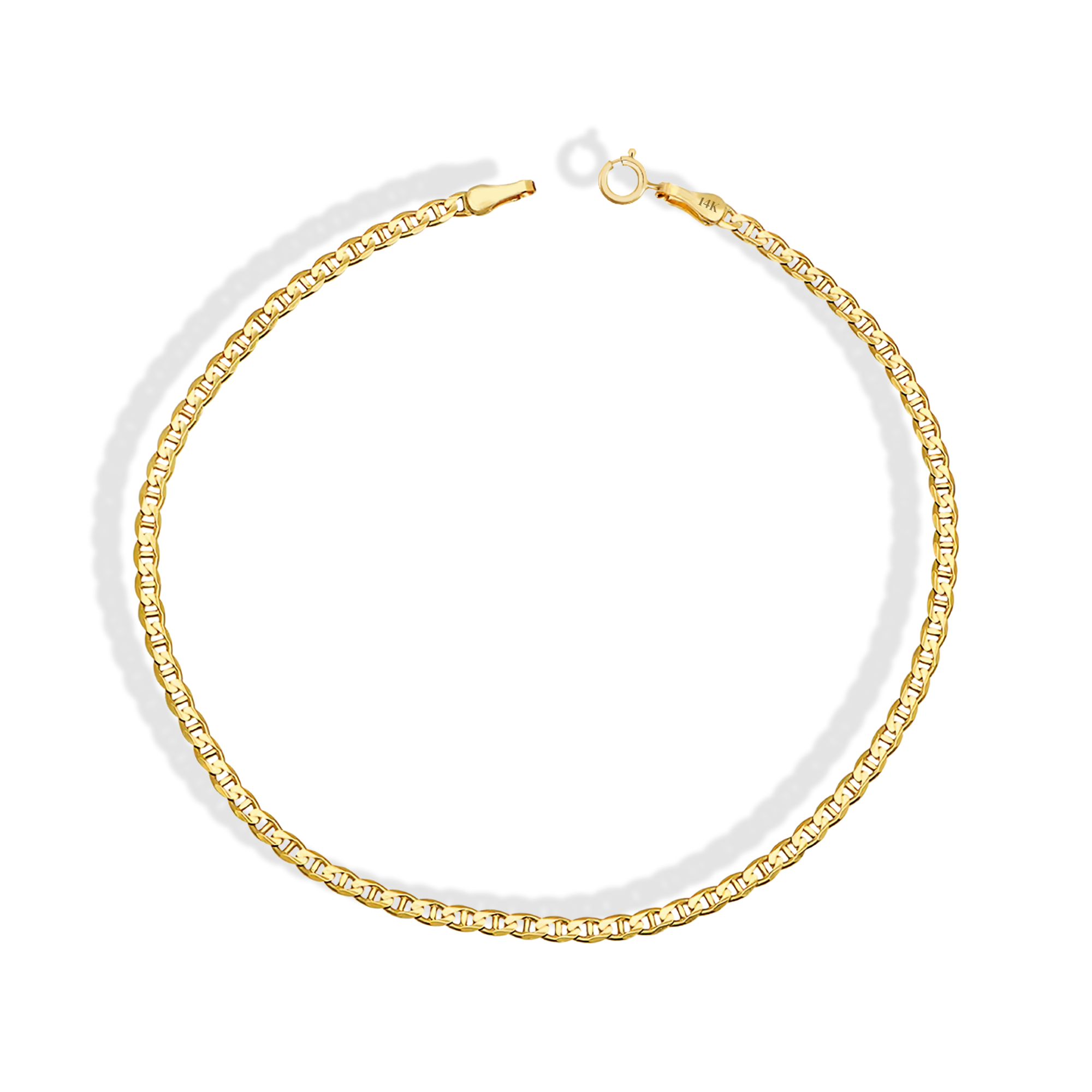 Marine Flat Oval Chain Bracelet 14K Gold