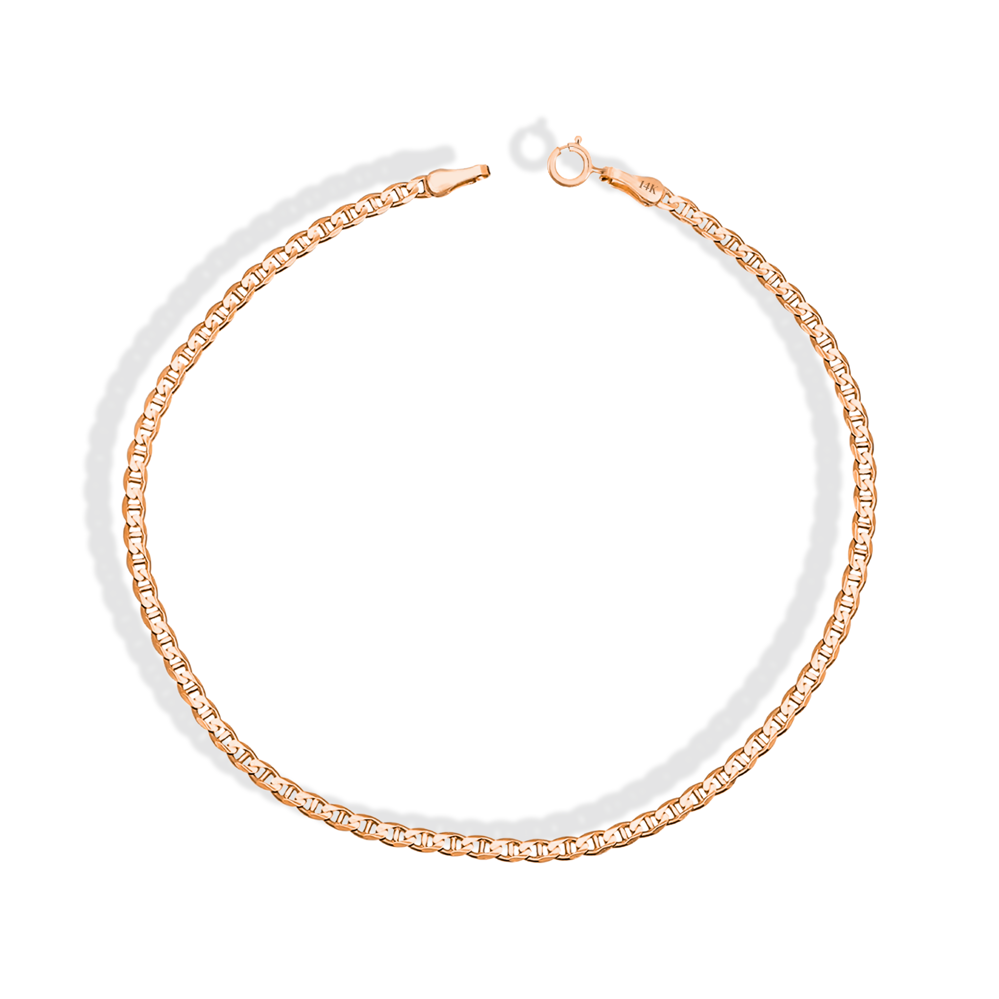 Marine Flat Oval Chain Bracelet 14K Gold