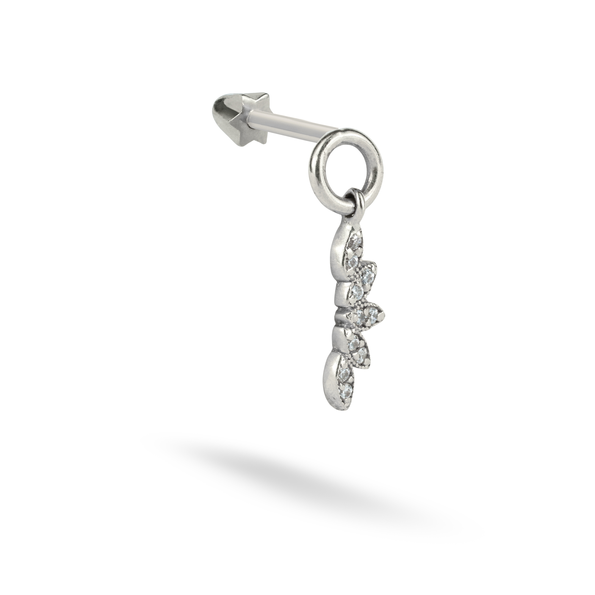 Marquise Dangle Flatback Ear Piercing 14K Gold with CZ Stone