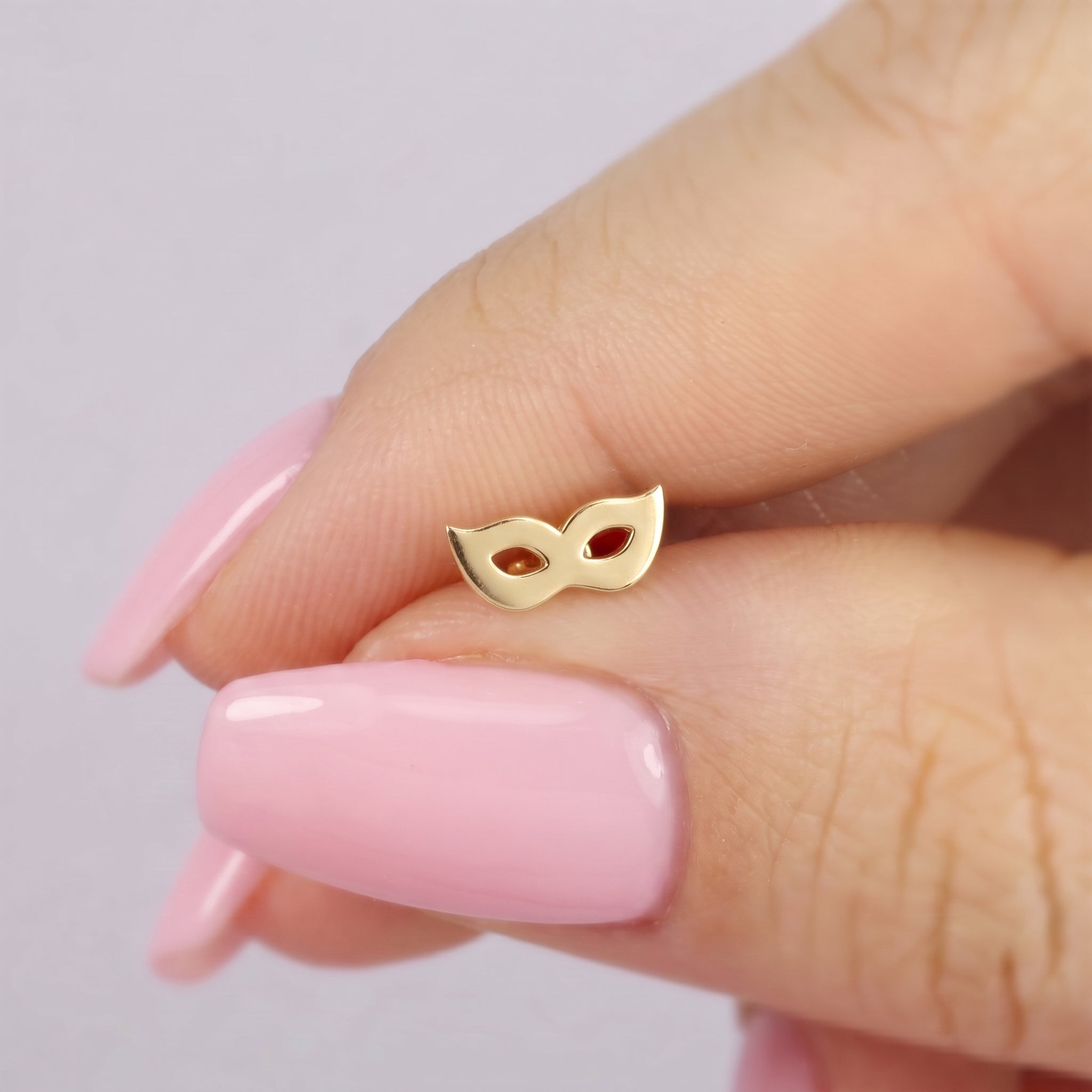 Masquerade Mask Stud Earrings 14K Gold / Silver
