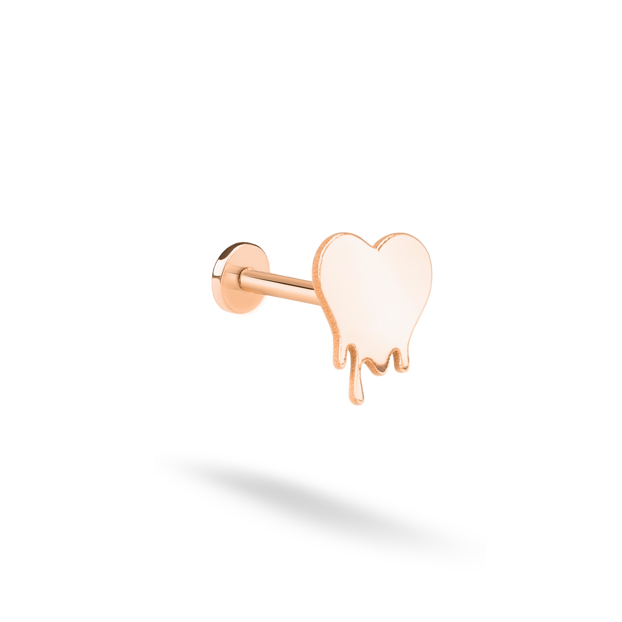 Melted Heart Flatback Ear Piercing 14K Gold