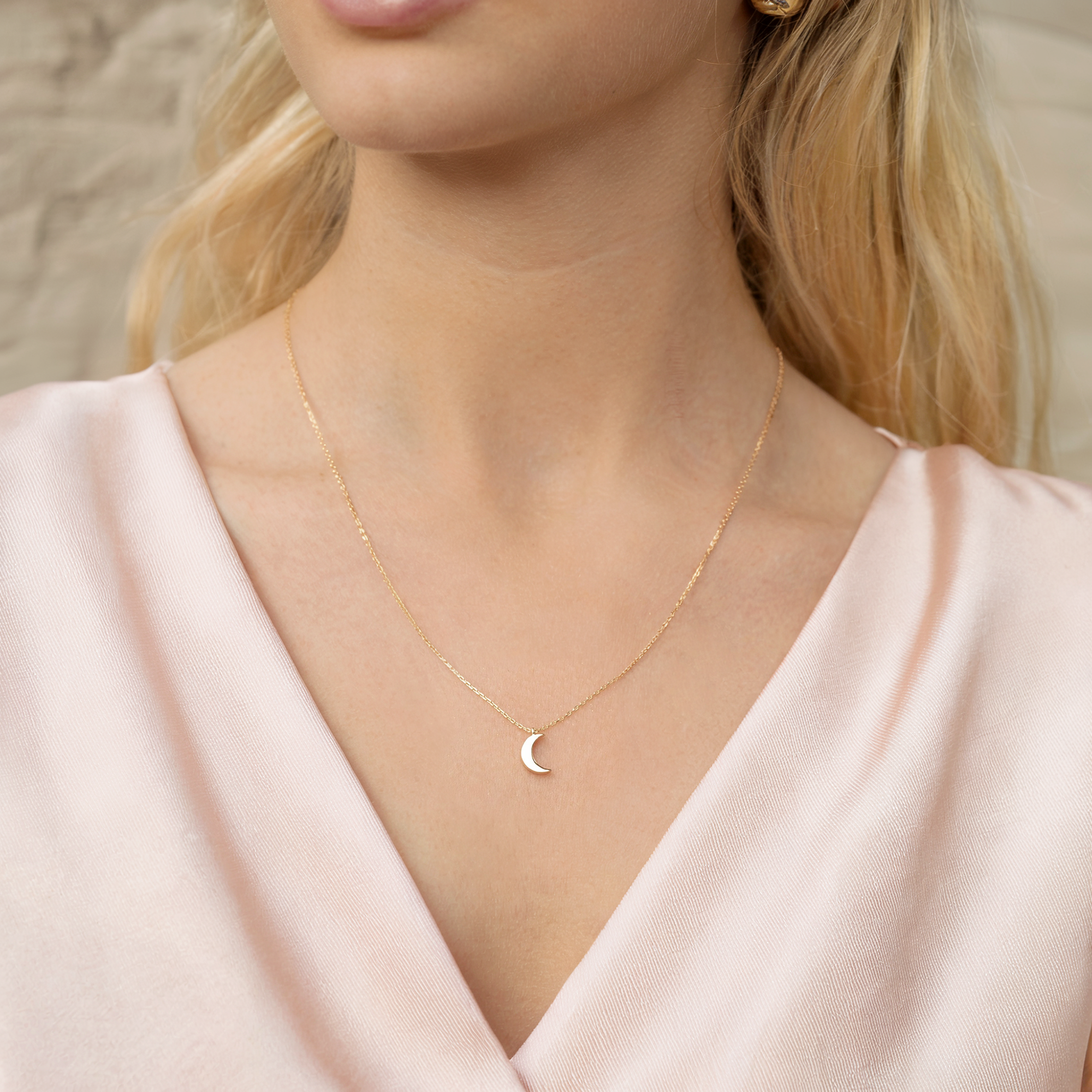 Mini Crescent Necklace 14K Gold