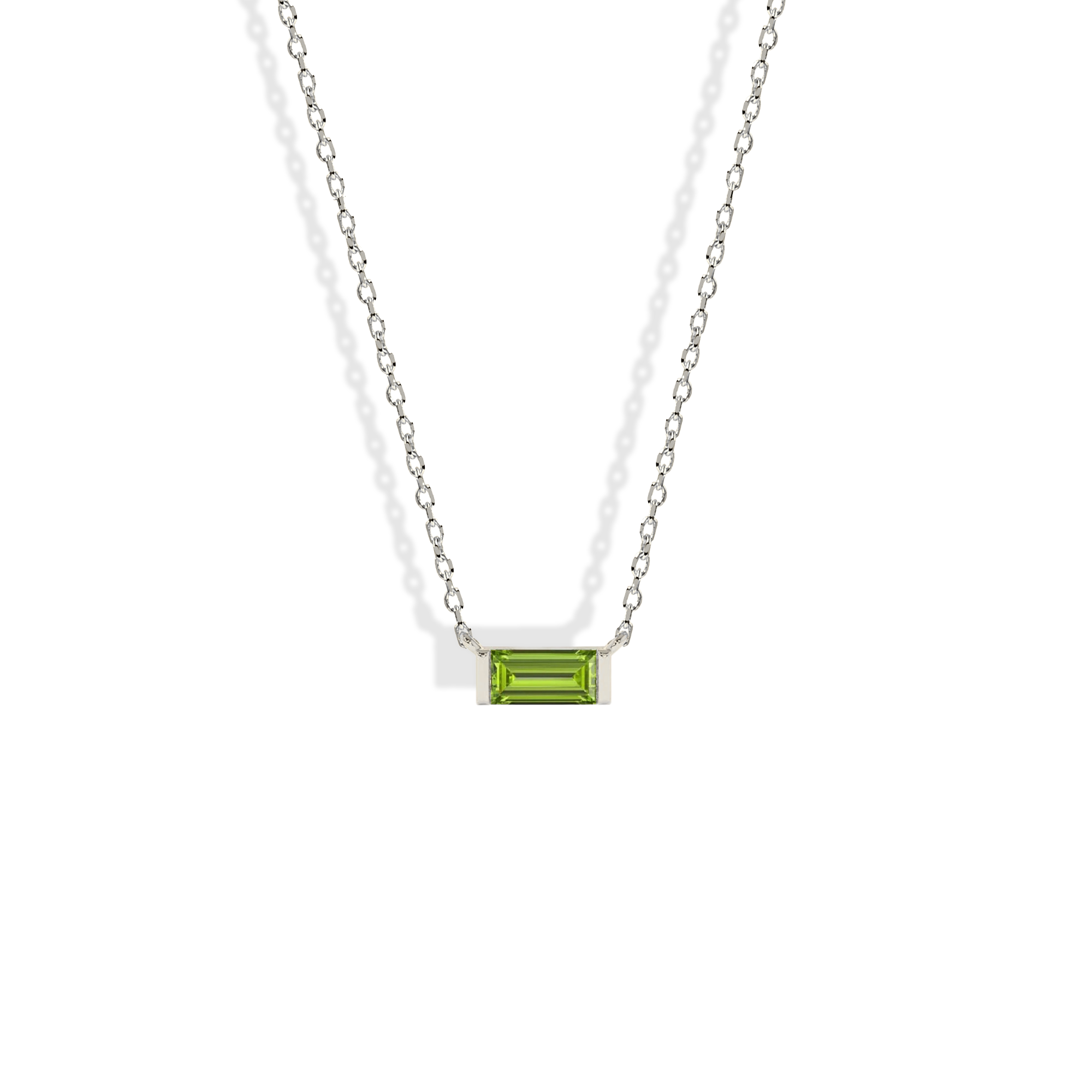 Minimal Rectangle Green Necklace 14K Gold