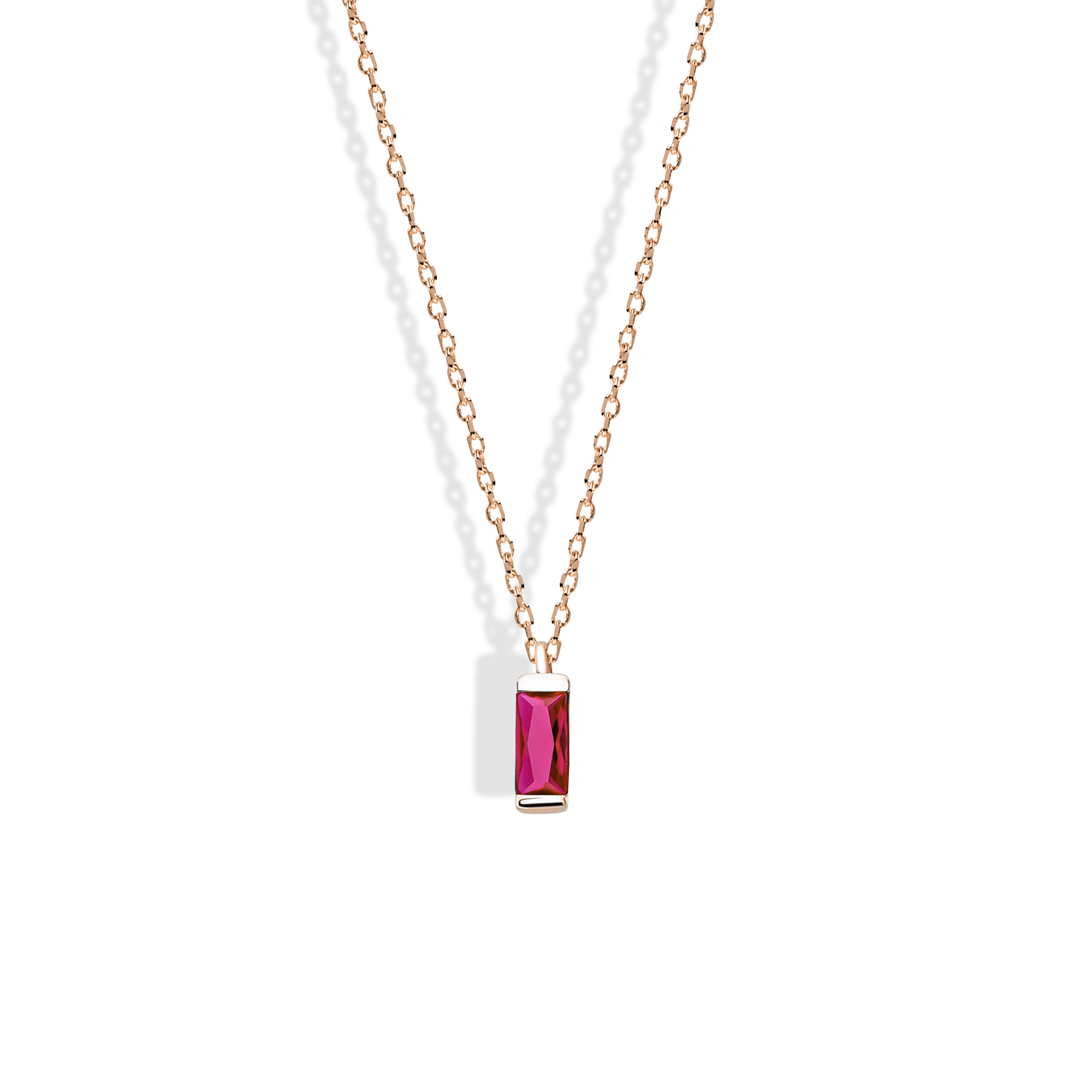 Minimal Rectangle Rubby Necklace 14K Gold