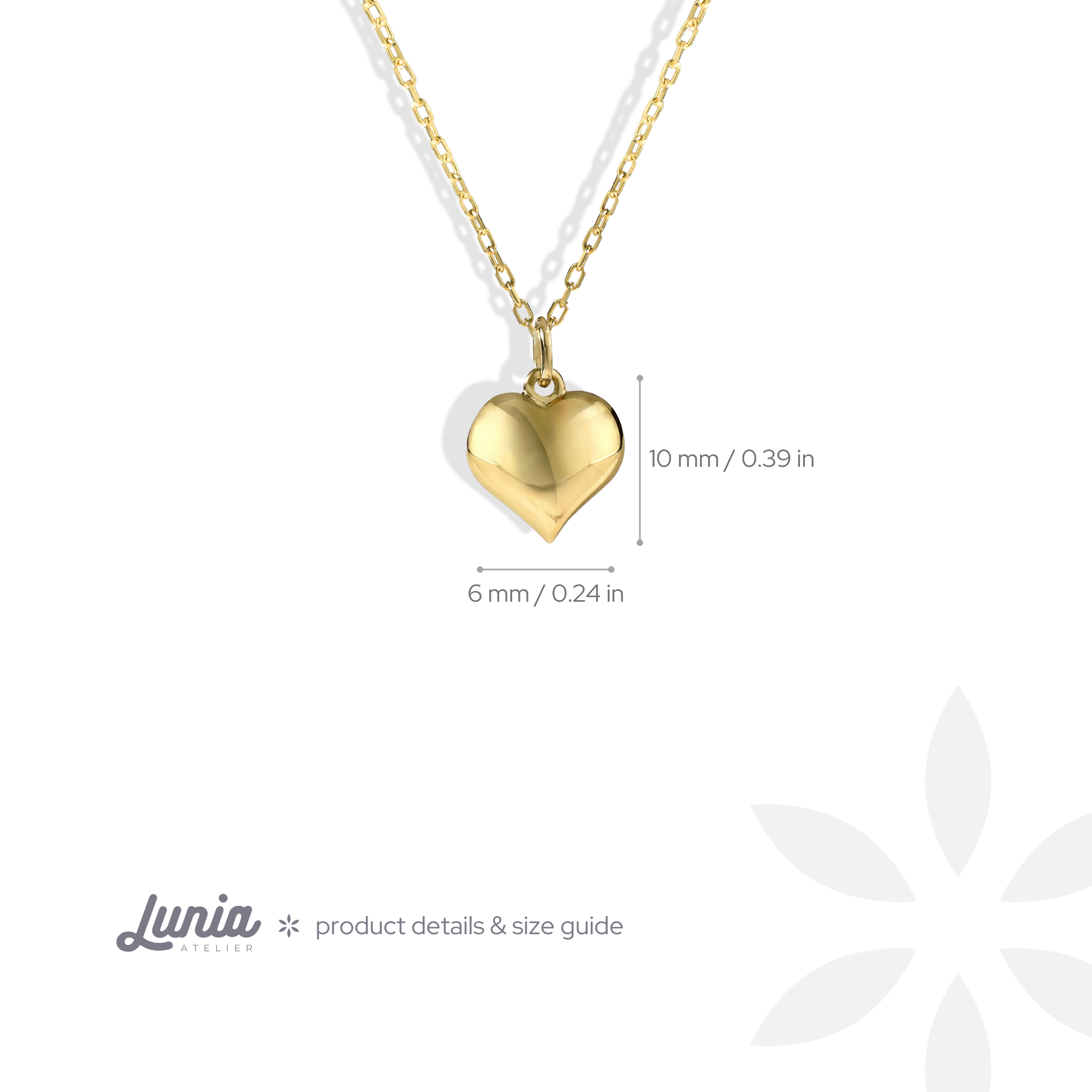 Three Dimensional Heart Necklace 14K Gold
