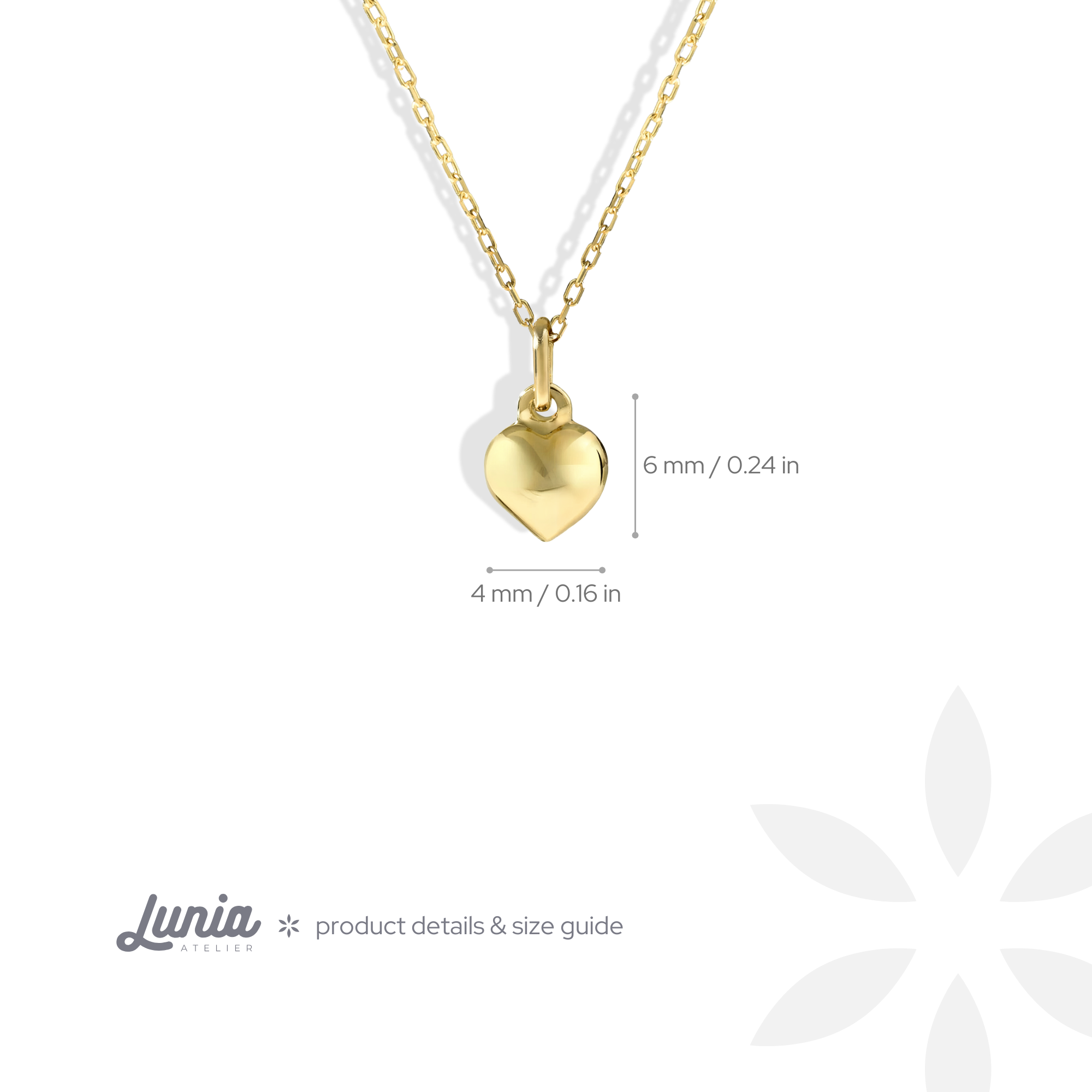 Three Dimensional Mini Heart Necklace 14K Gold