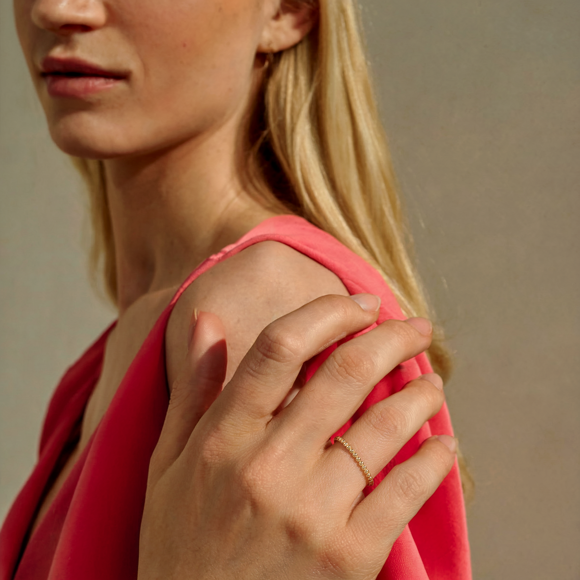 Minimalist Beaded Band Ring 14K Gold / Silver