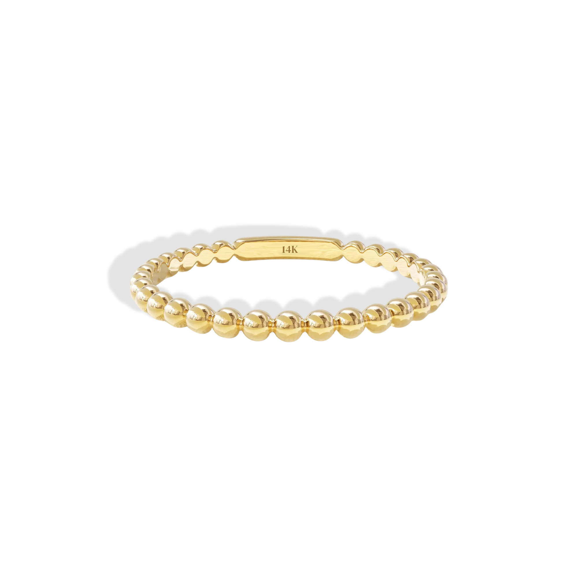 Minimalist Beaded Band Ring 14K Gold