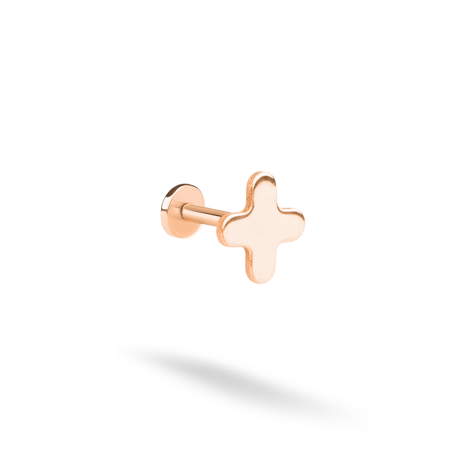 Minimalist Cross Flatback Ear Piercing 14K Gold