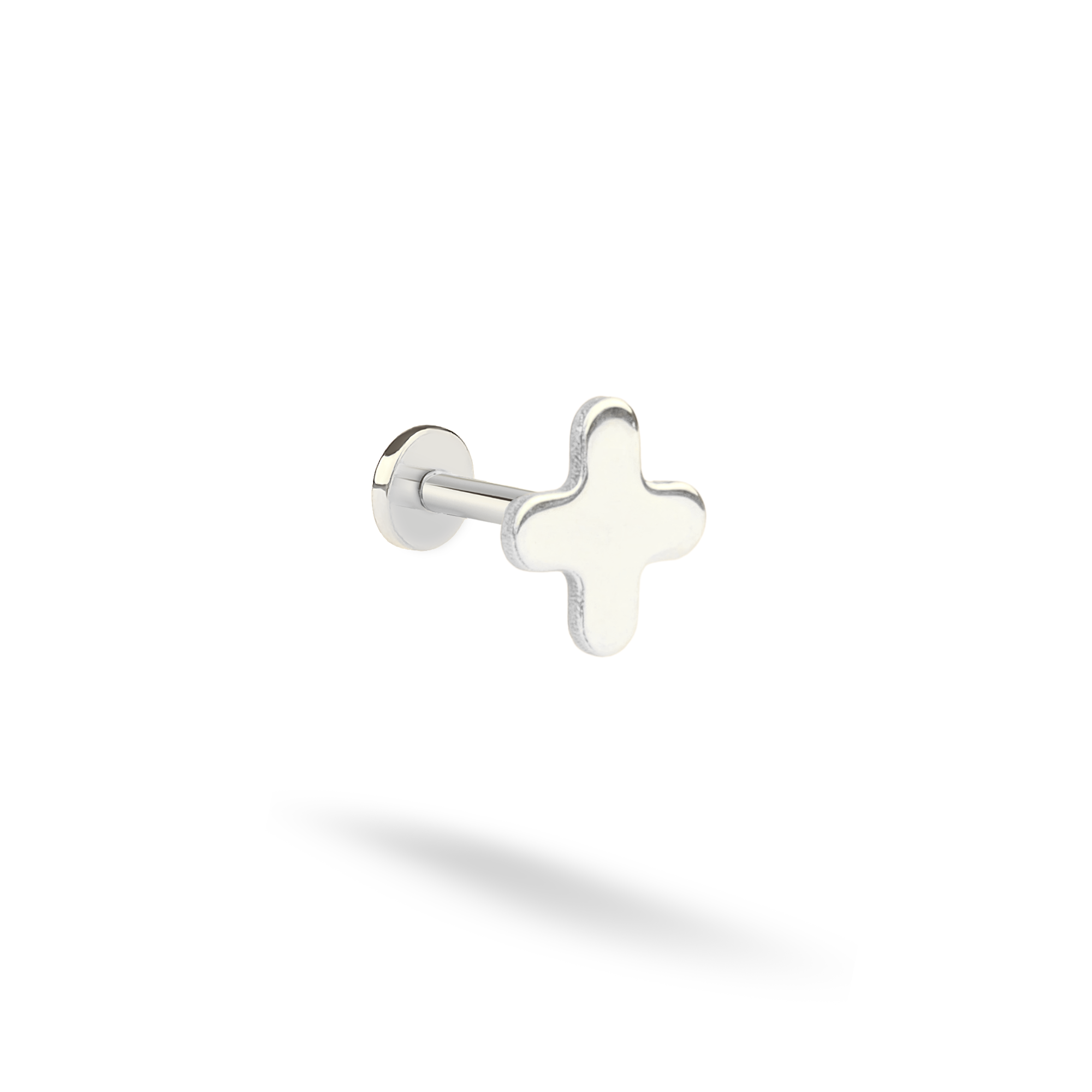 Minimalist Cross Flatback Ear Piercing 14K Gold