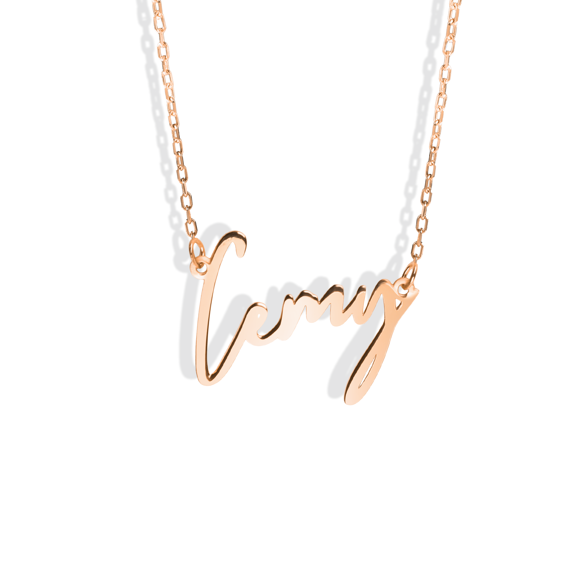 Modern Personalized Name Custom Necklace 14K Gold