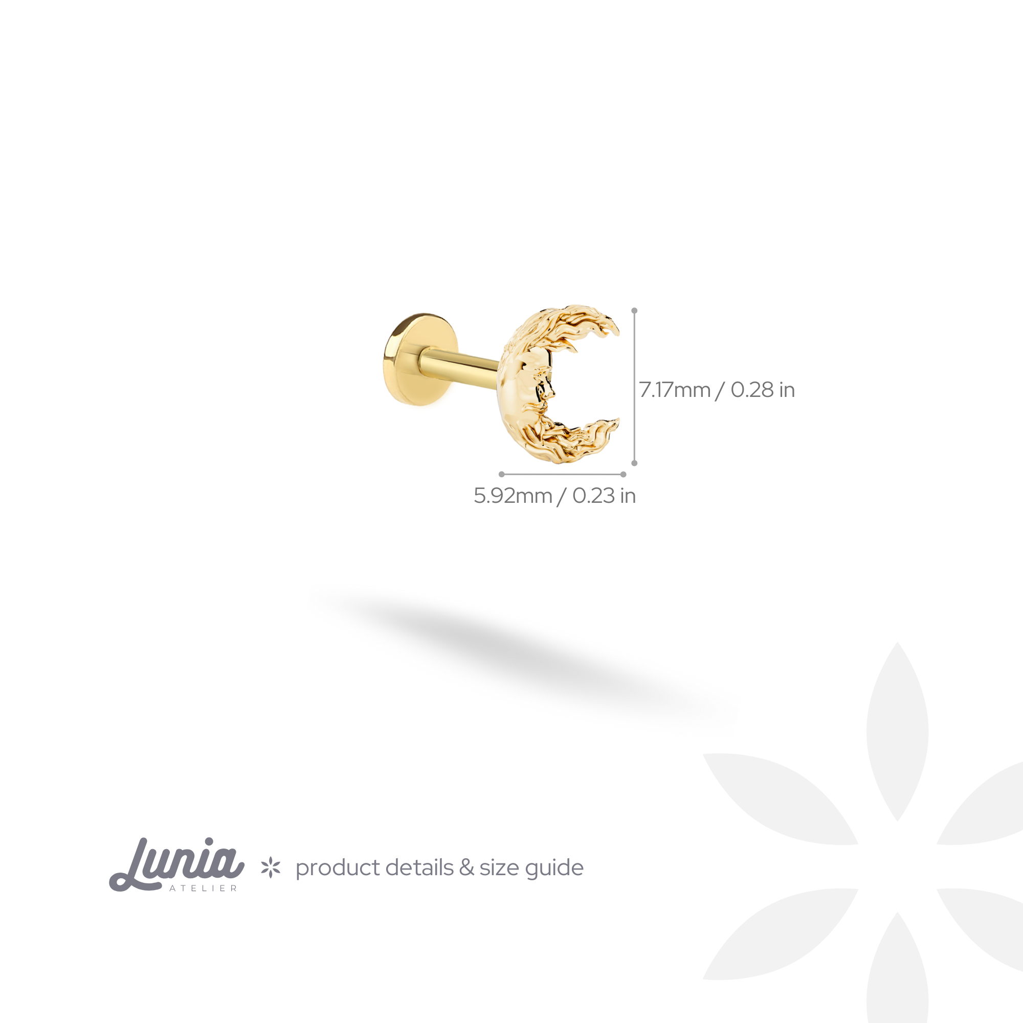Moon Man Flatback Ear Piercing 14K Gold / Silver