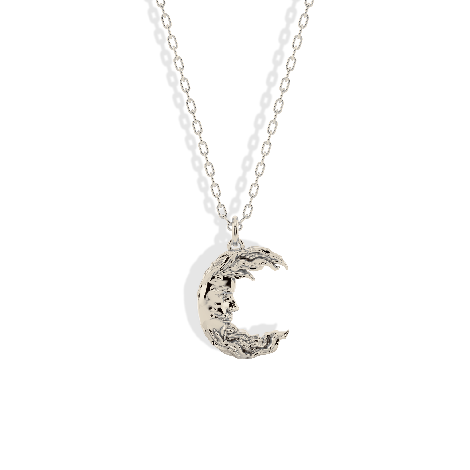 Moon Man Pendant Necklace 14K Gold / Silver