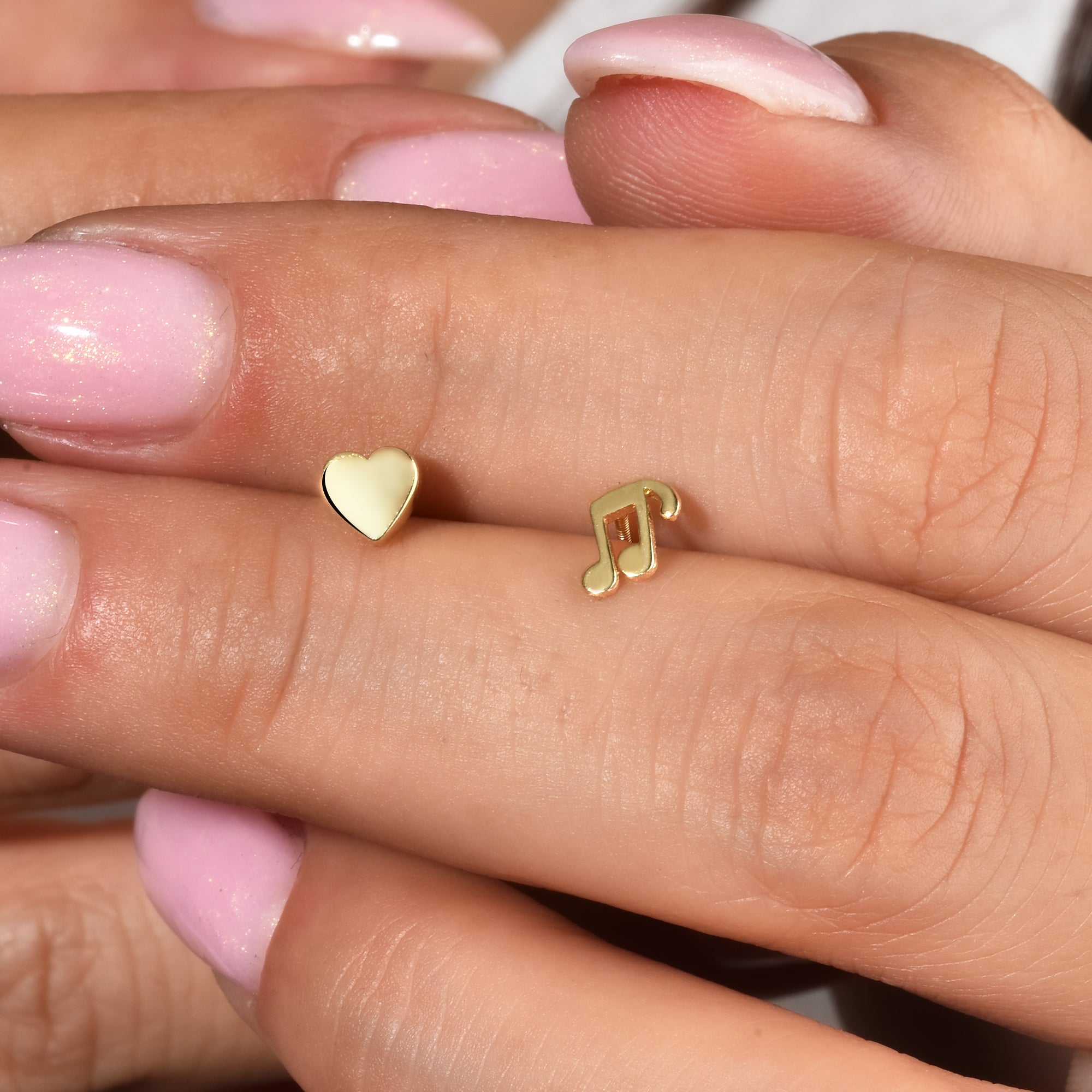 Music Note Flatback Ear Piercing 14K Gold