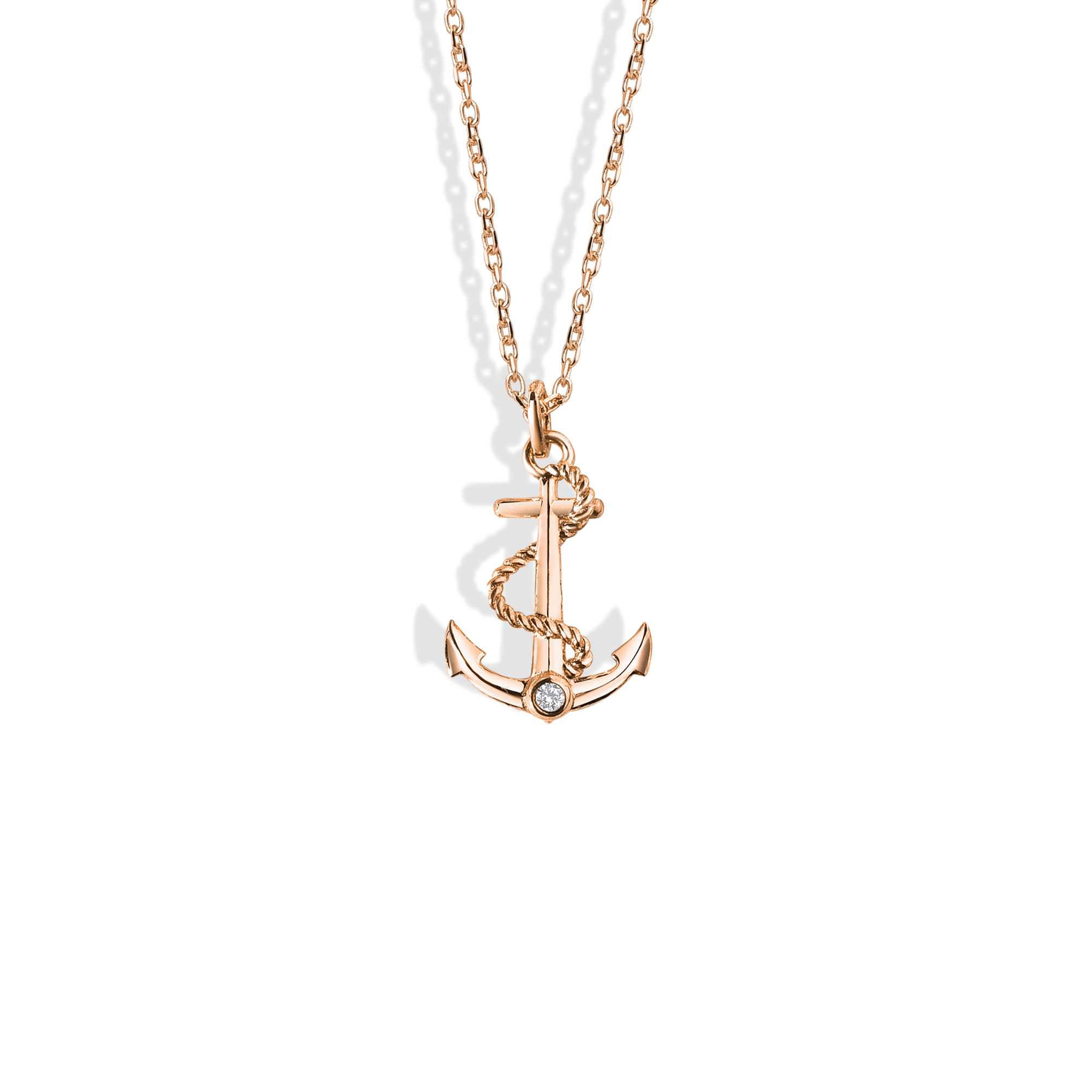 Nautical Anchor Diamond Necklace 14K Gold / Silver