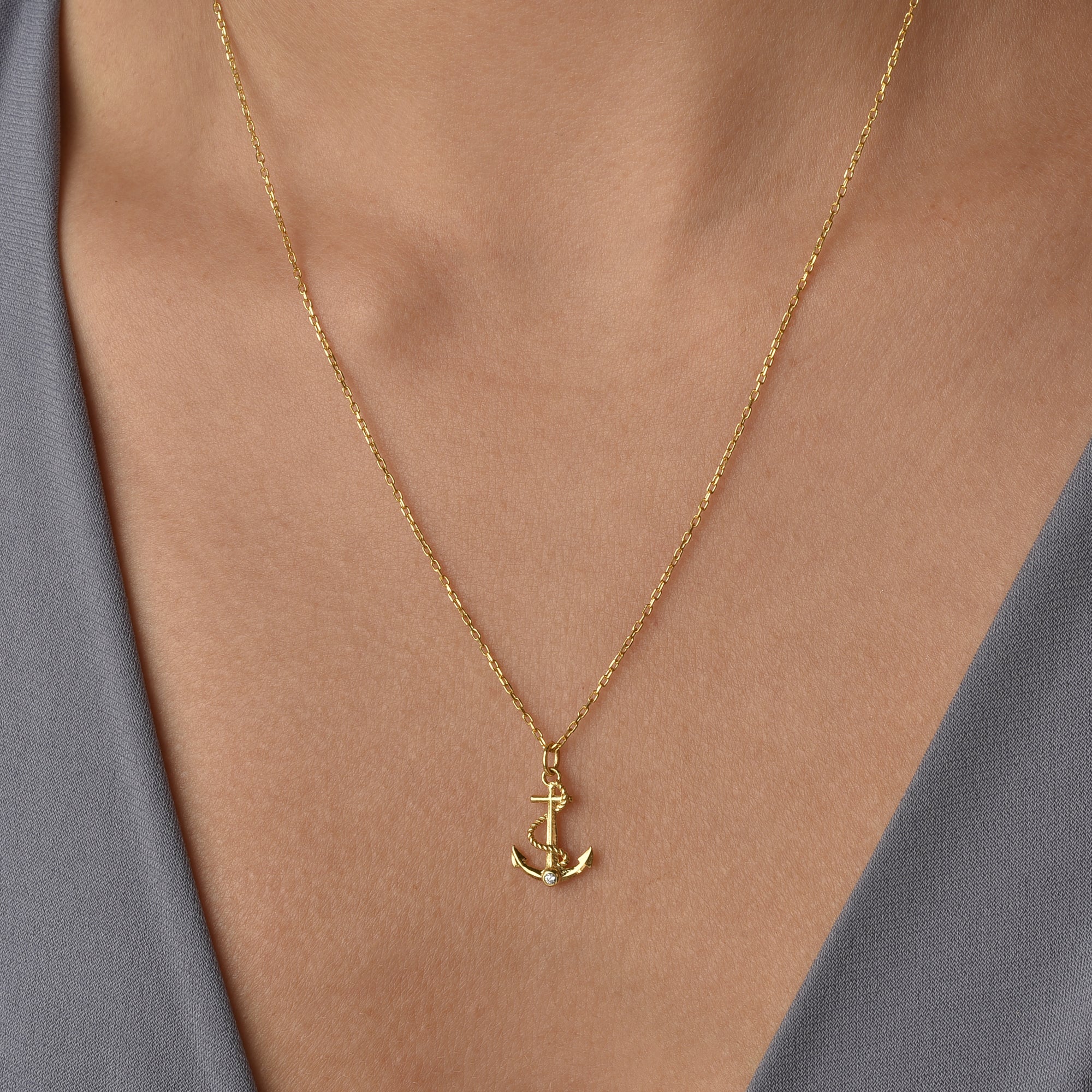 Nautical Anchor Necklace 14K Gold / Silver hand crafted anchor pendant necklace