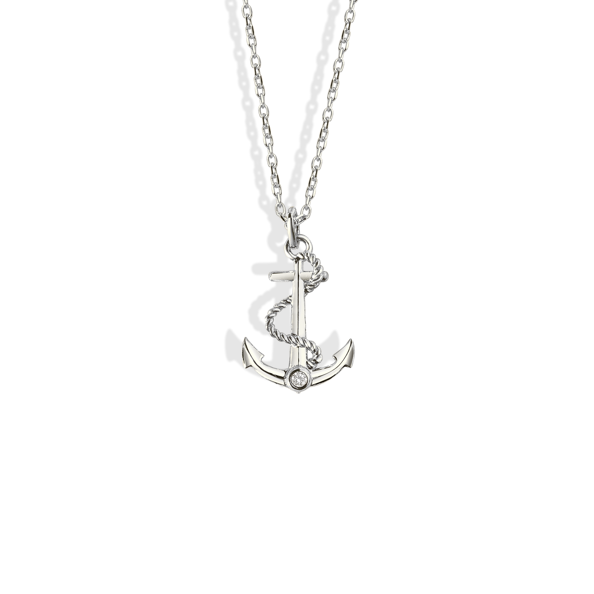 Nautical Anchor Diamond Necklace 14K Gold / Silver