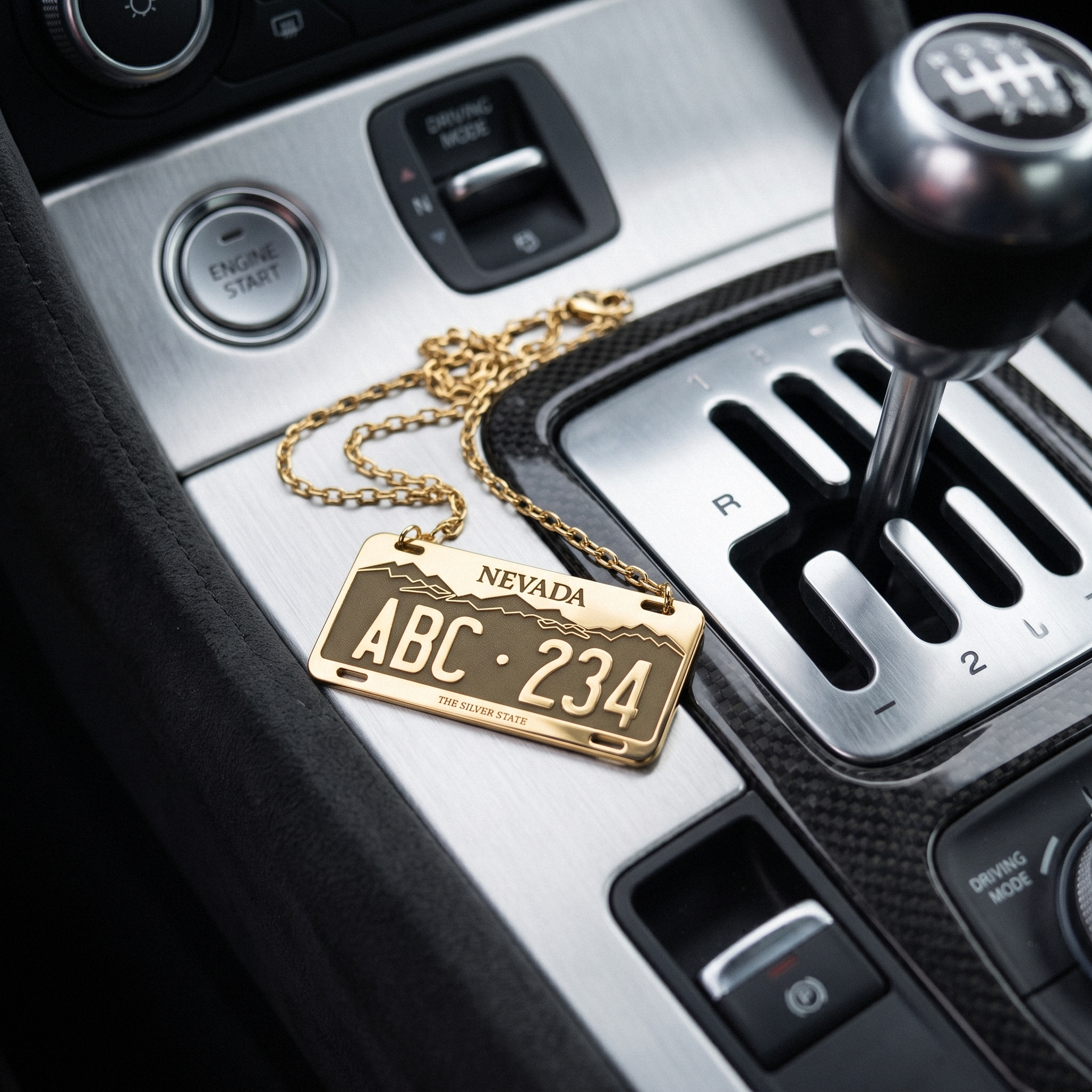 Nevada Car License Plate Custom Necklace 14K Gold / Silver