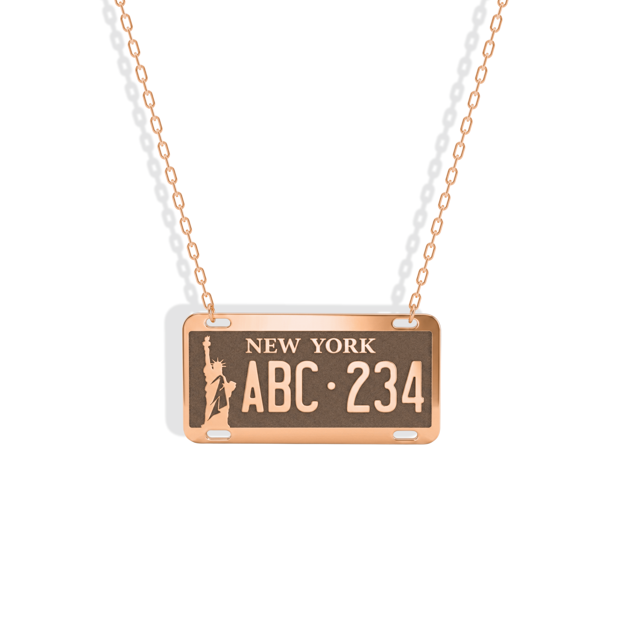 New York Car License Plate Custom Necklace 14K Gold / Silver