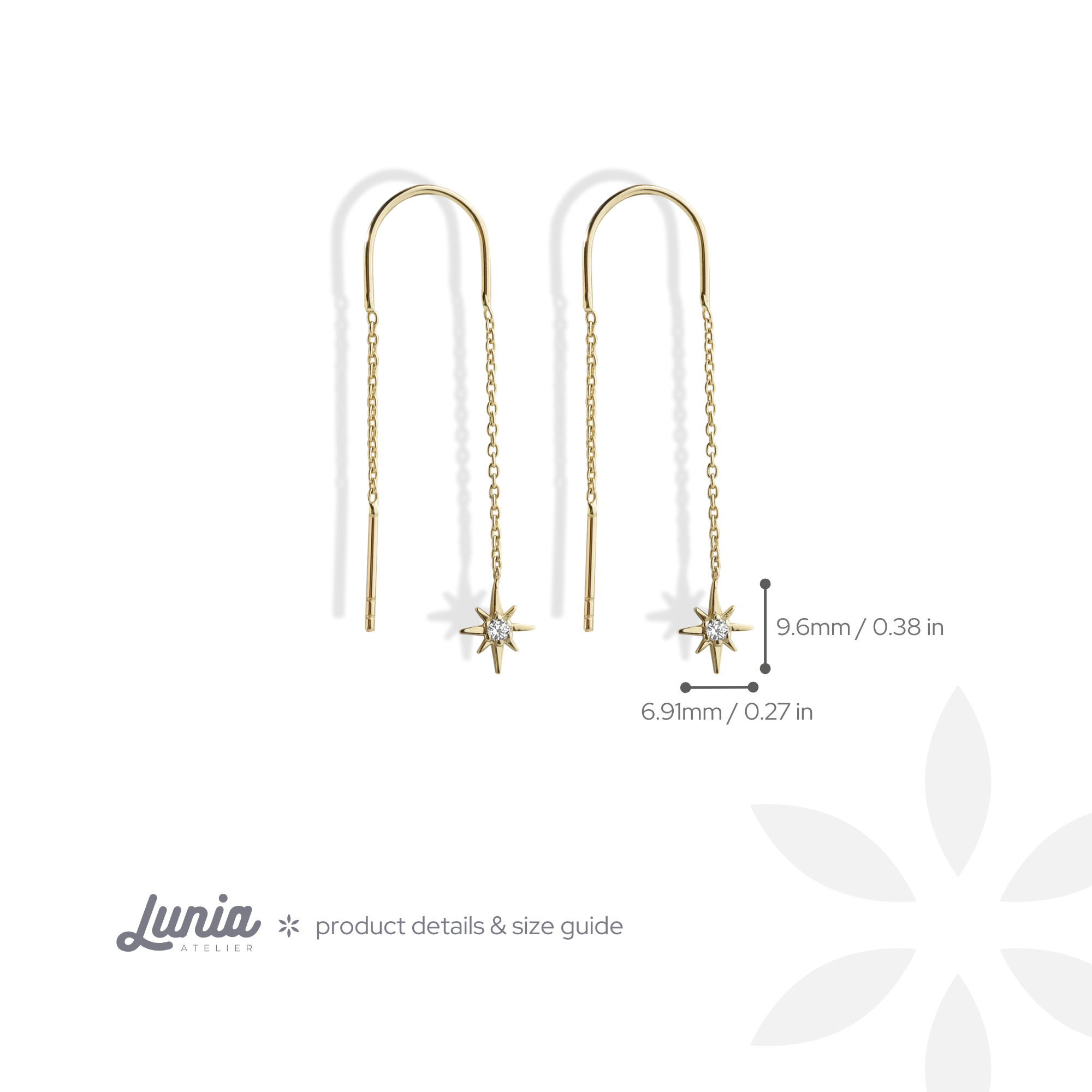 North Star Drop Earrings Diamond 14k Gold / Silver