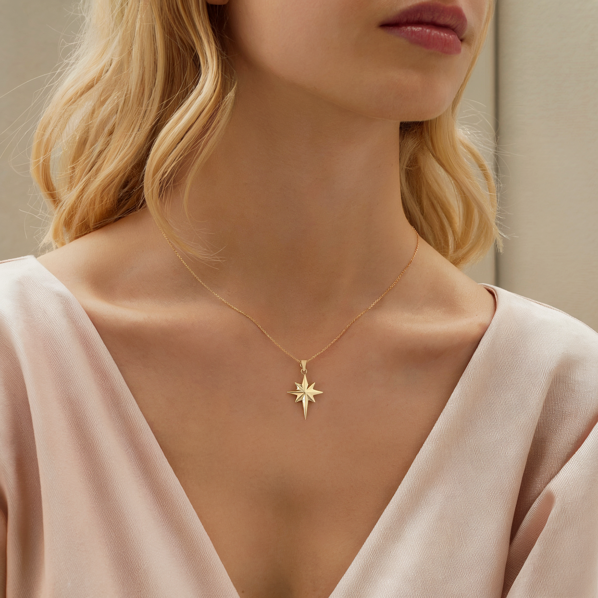 North Star Necklace 14K Gold