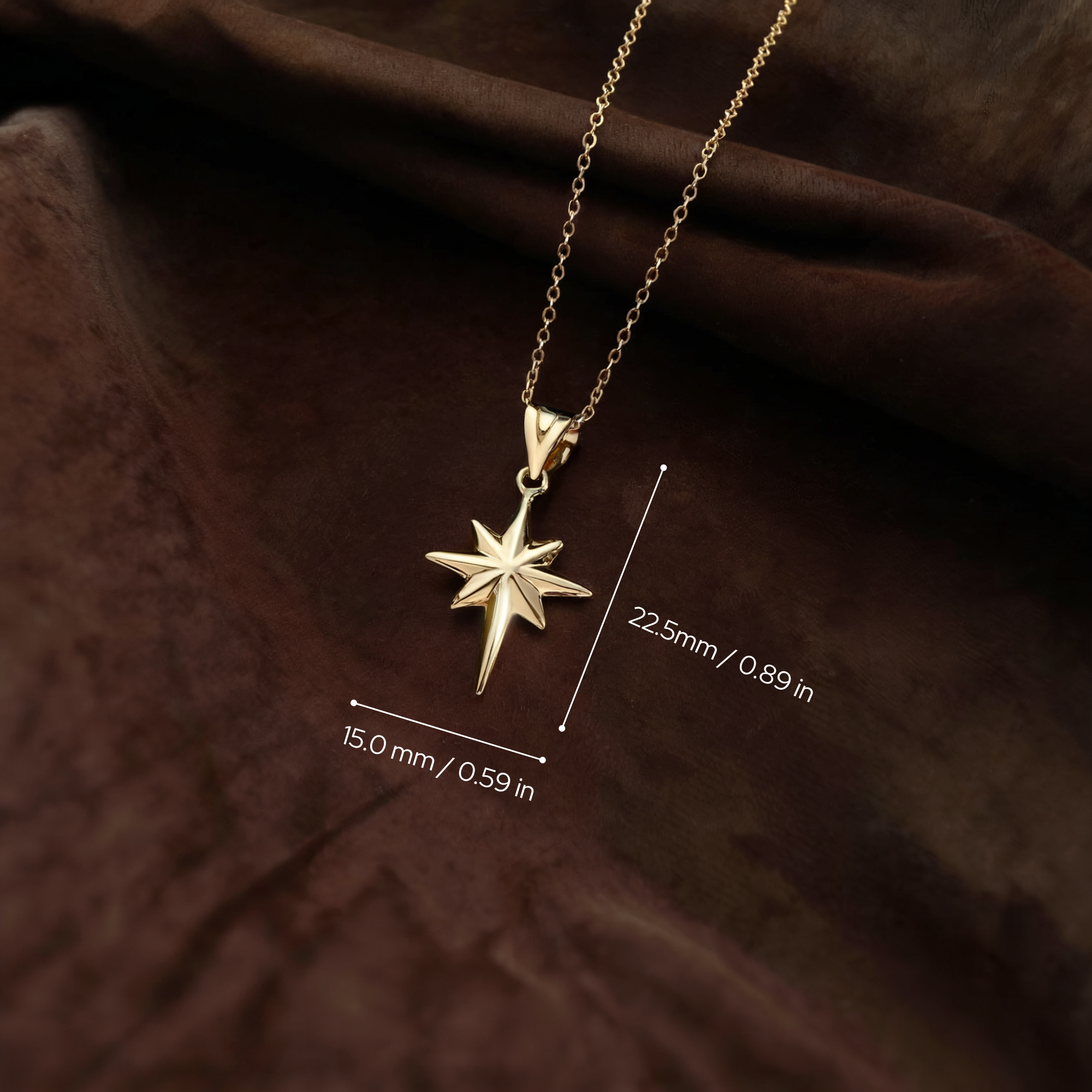 North Star Necklace 14K Gold